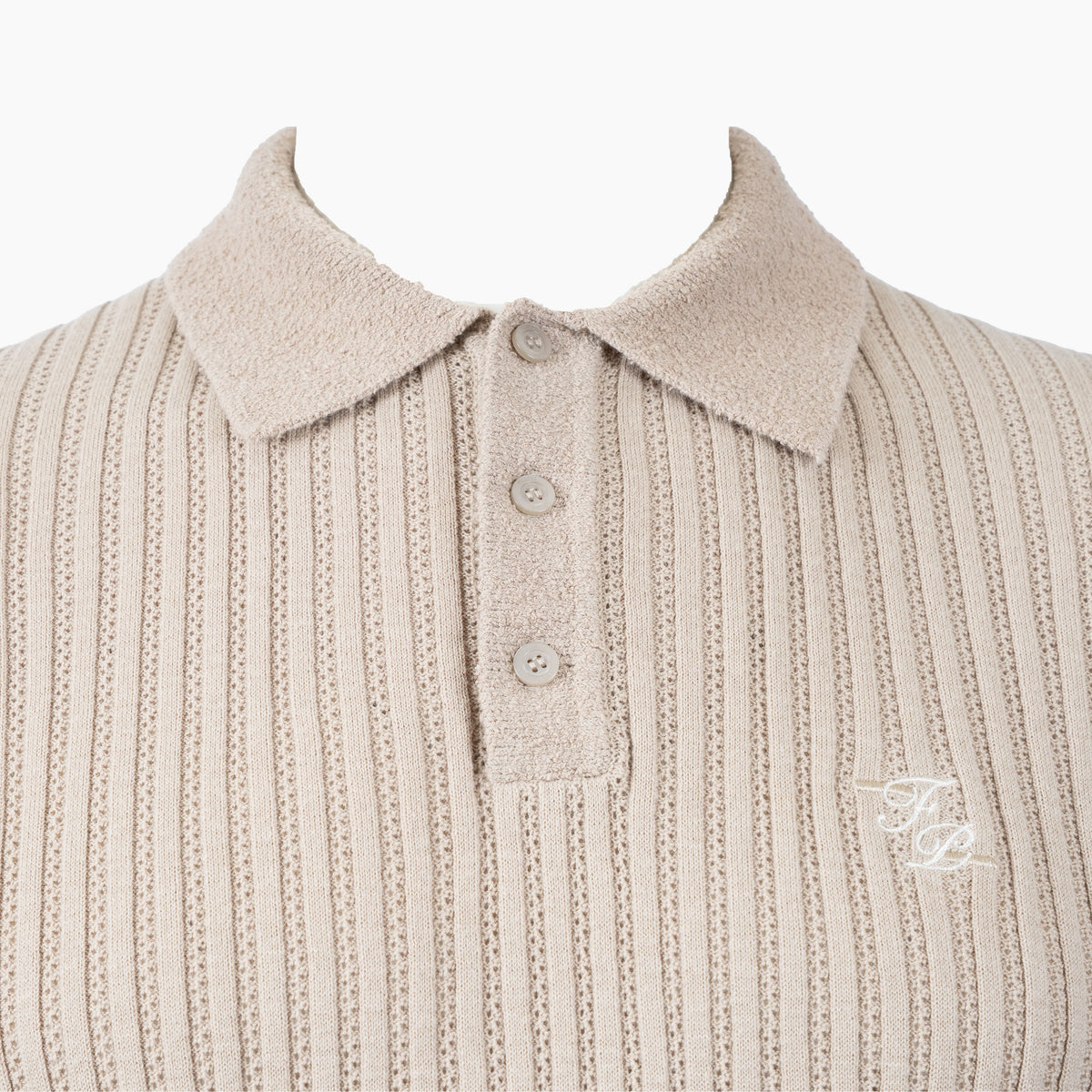 Filling Pieces Gebreide Polo Beige | Knit Polo Boucle