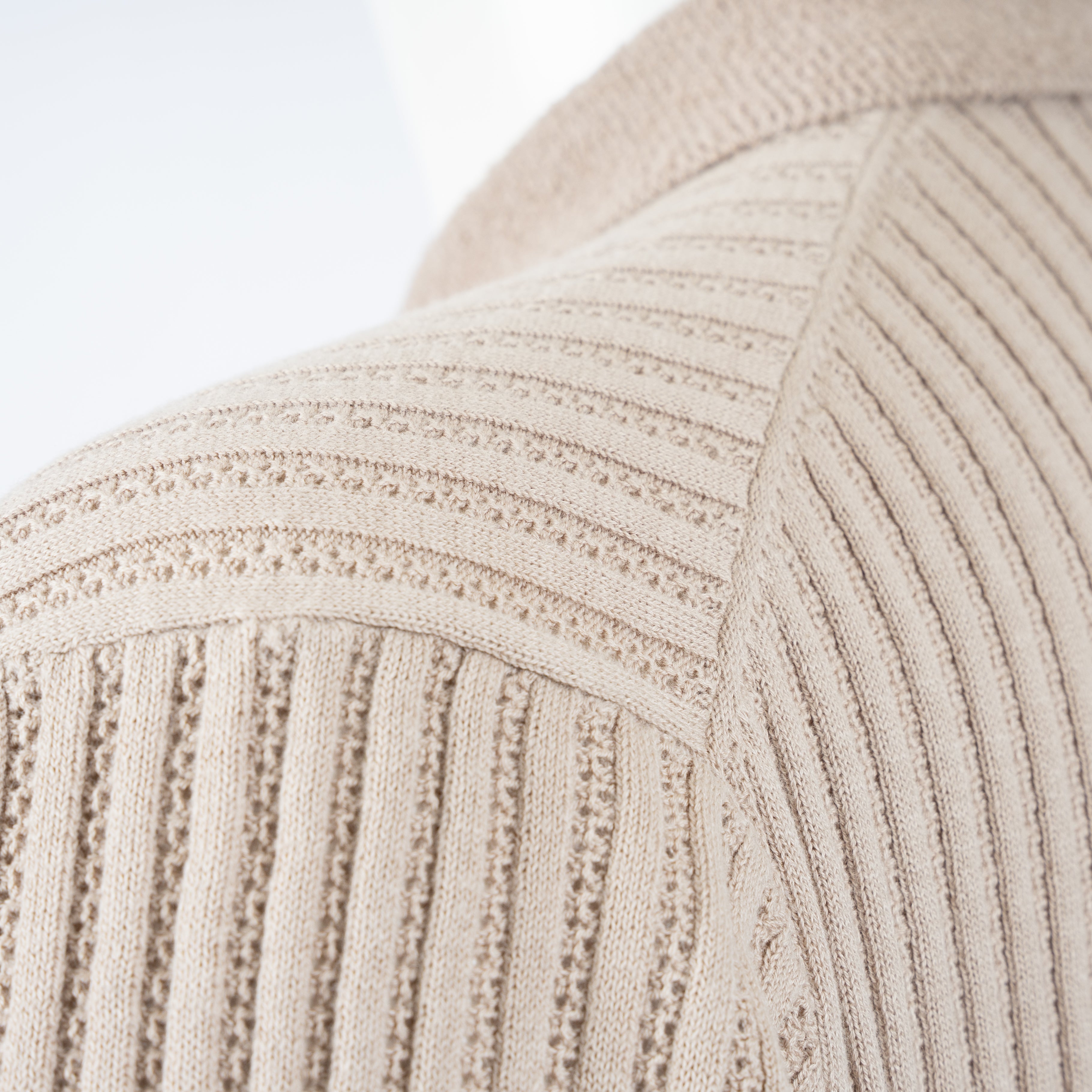 Filling Pieces Gebreide Polo Beige | Knit Polo Boucle