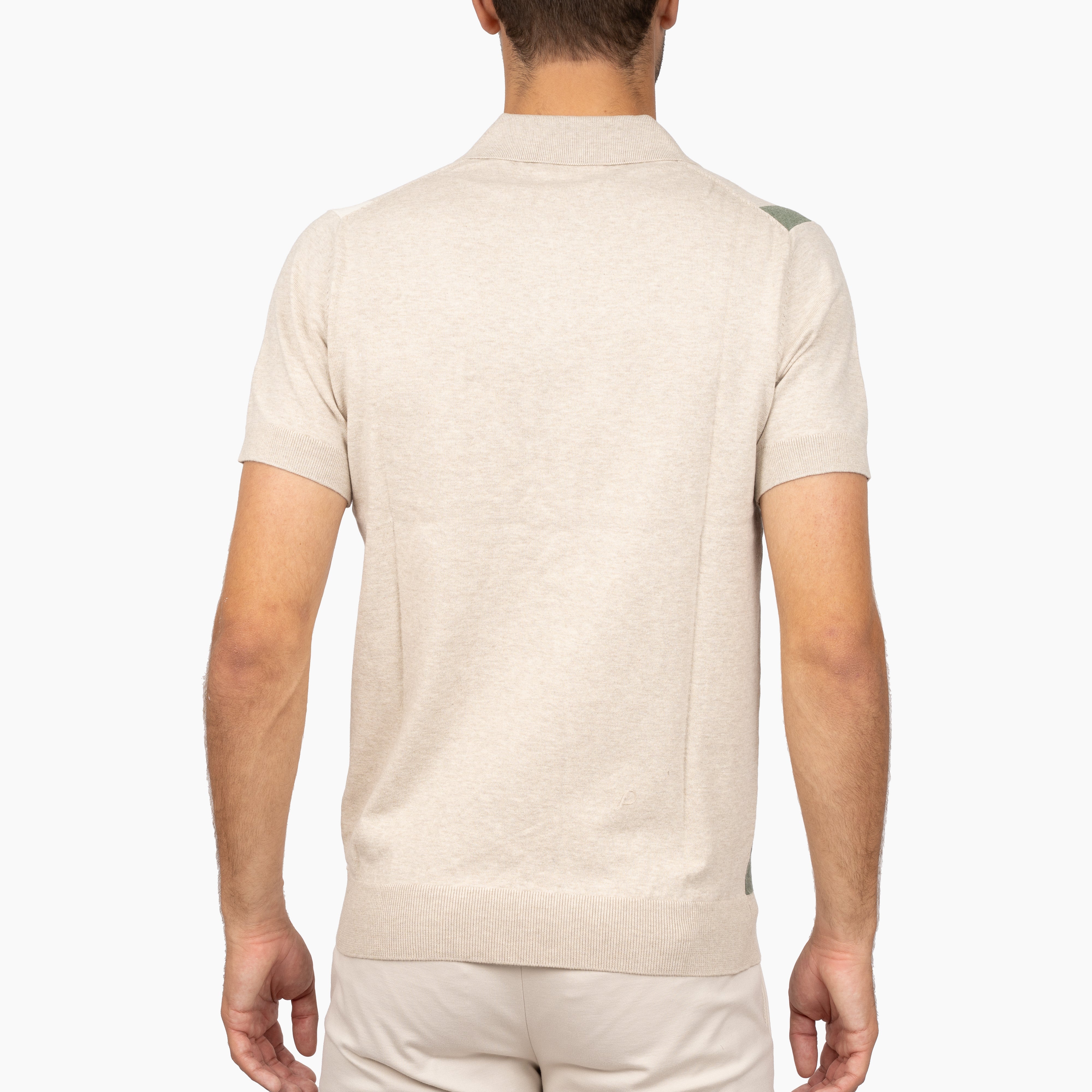 SEVEN DIALS Gebreide Polo met Rits Beige / Groen | Fry