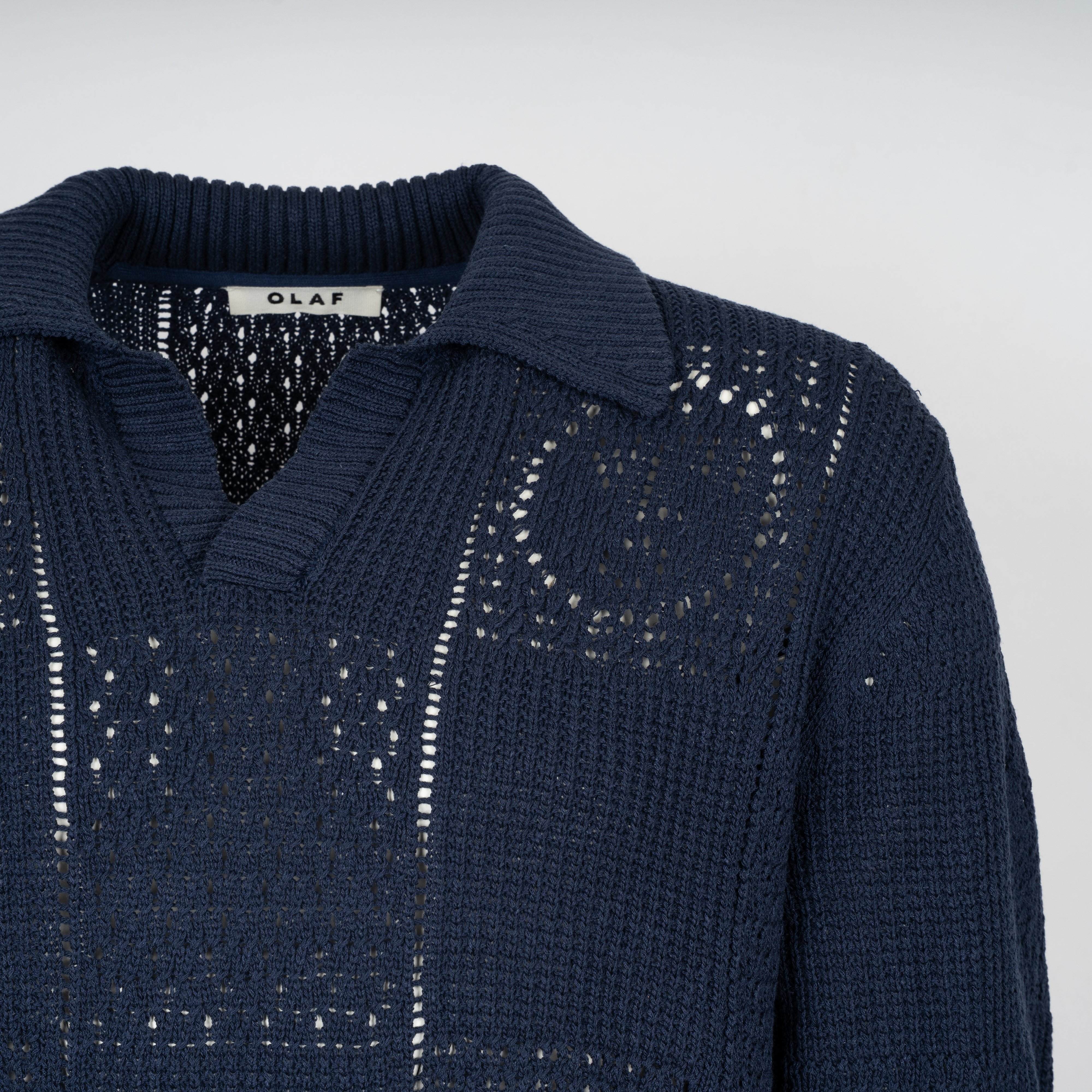 Olaf Gebreide Polo Blauw | Face Logo