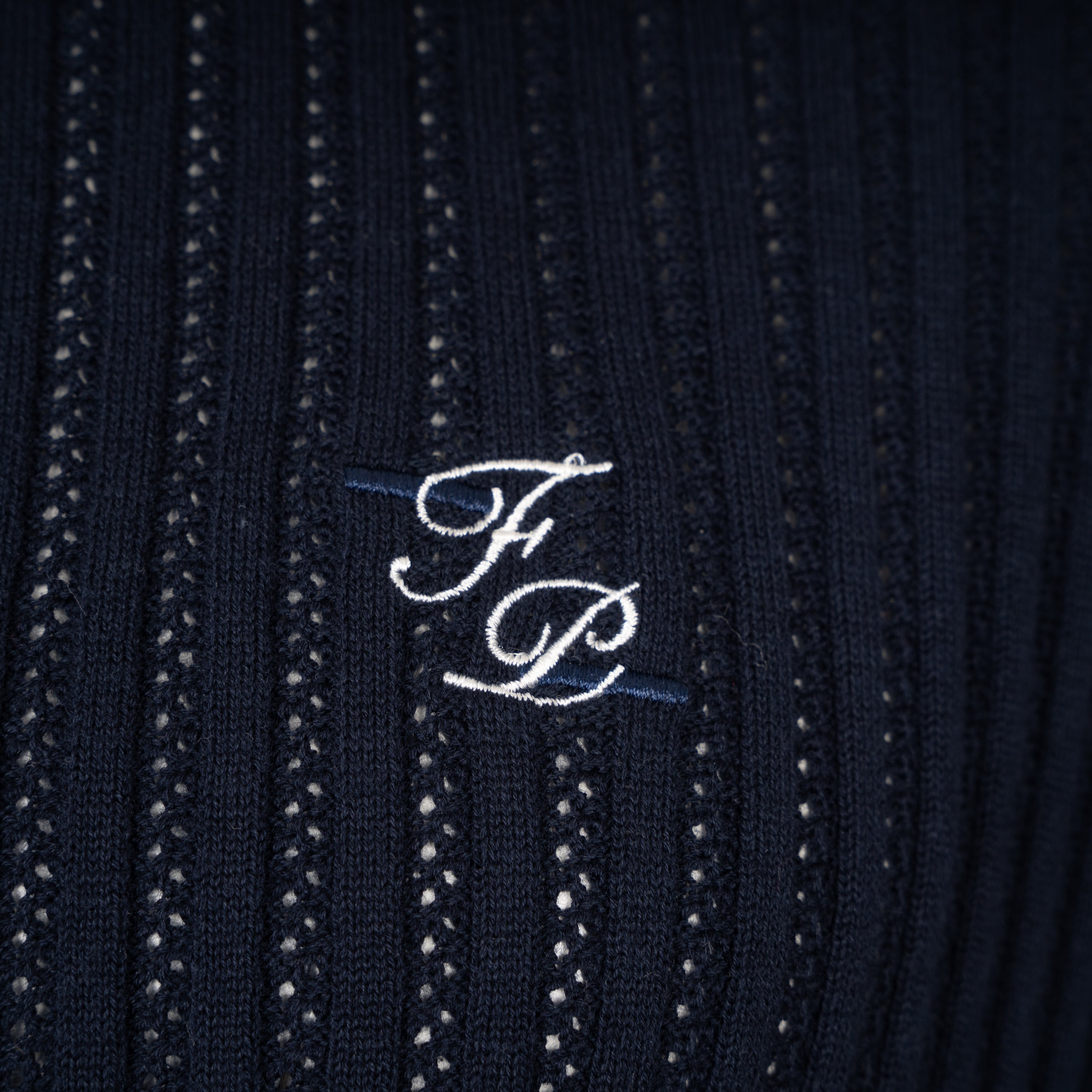 Filling Pieces Gebreide Polo Blauw | Knit Polo Boucle