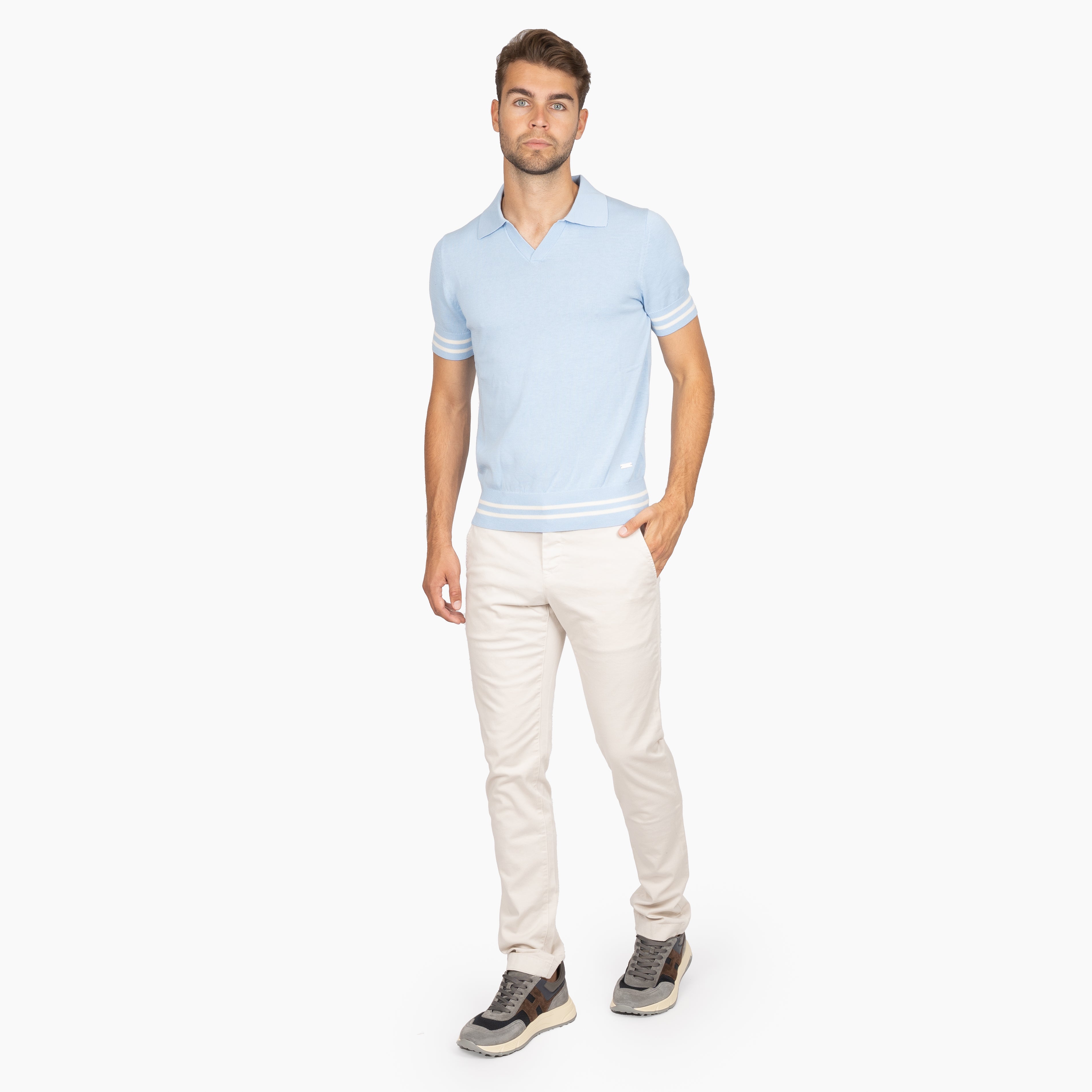 SEVEN DIALS Buttonless Polo Lichtblauw | Fido