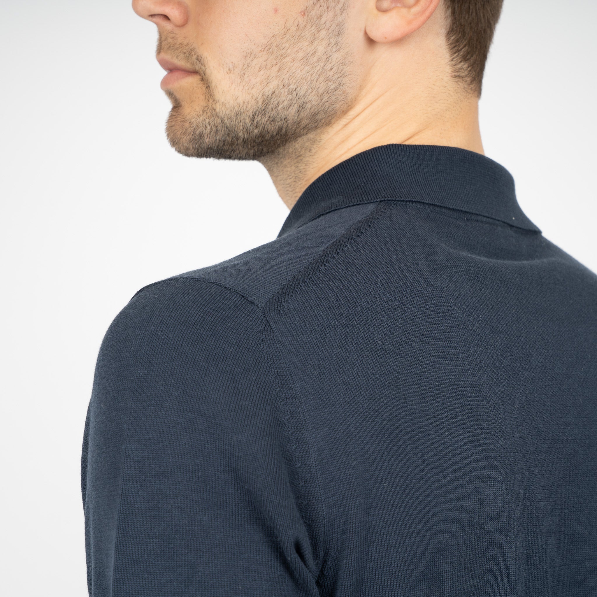 SEVEN DIALS Gebreide Doorknoop Polo Blauw | Rudy