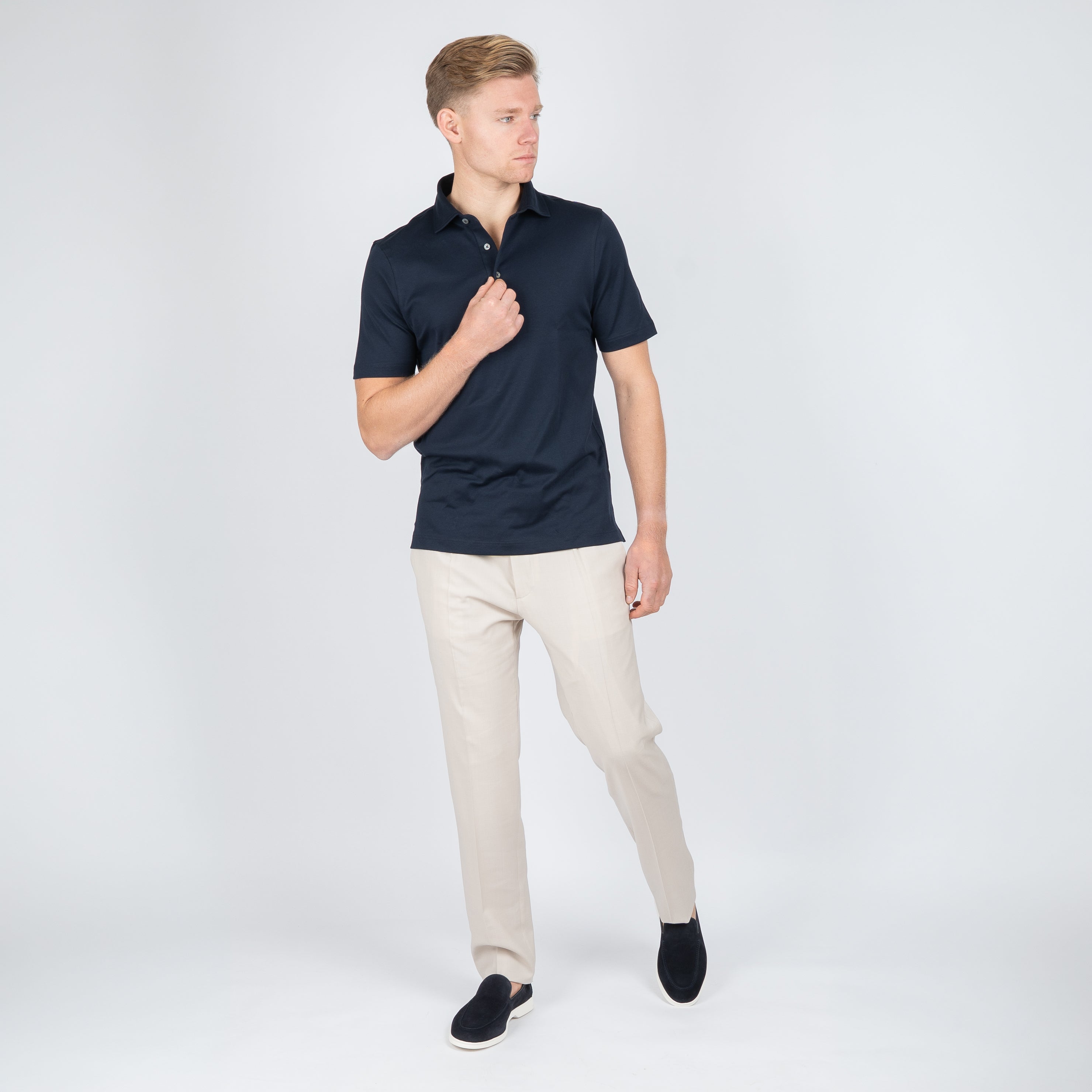 Gran Sasso Polo Donkerblauw | Mercerized Cotton