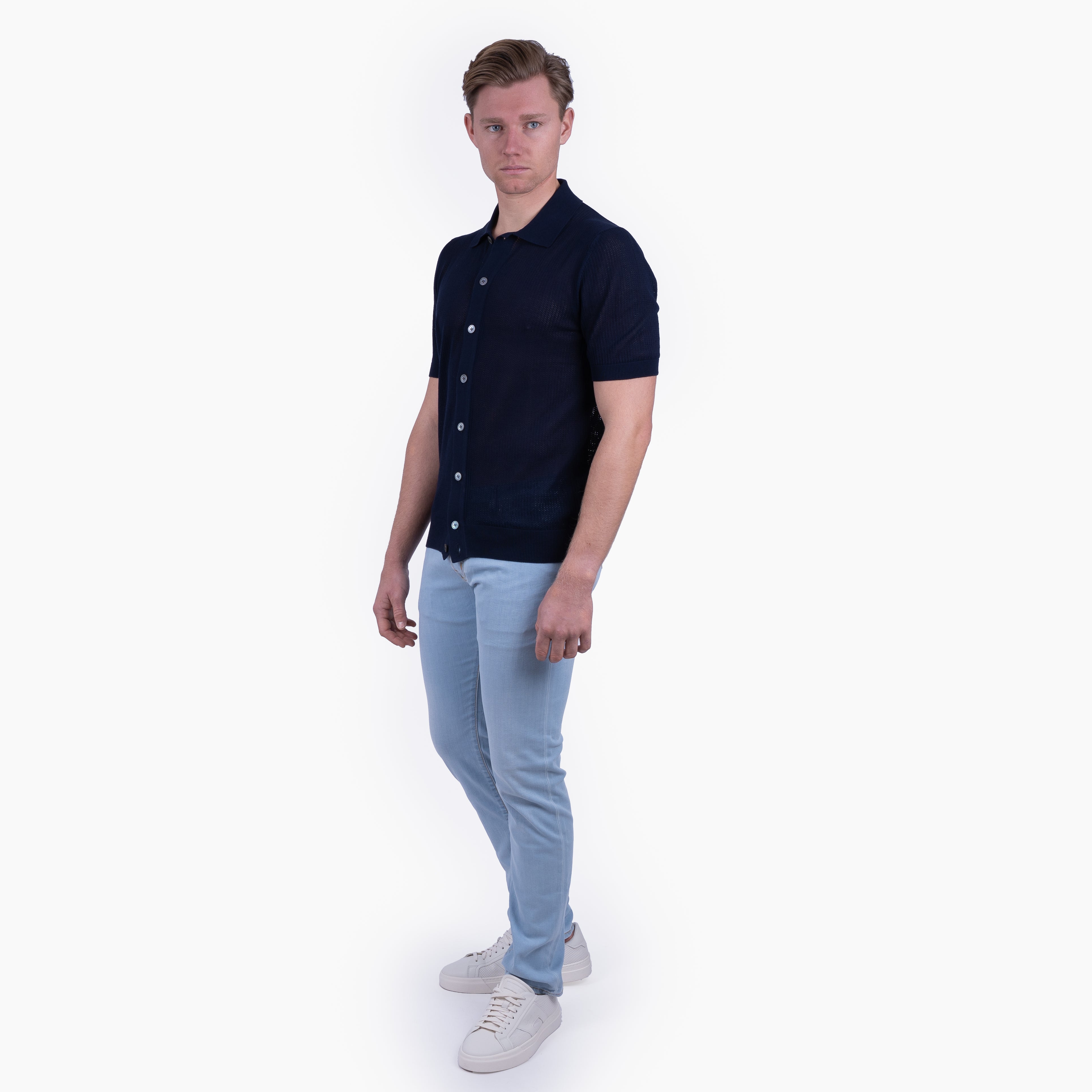 Gran Sasso Doorknoop Polo Blauw | Fresh Cotton