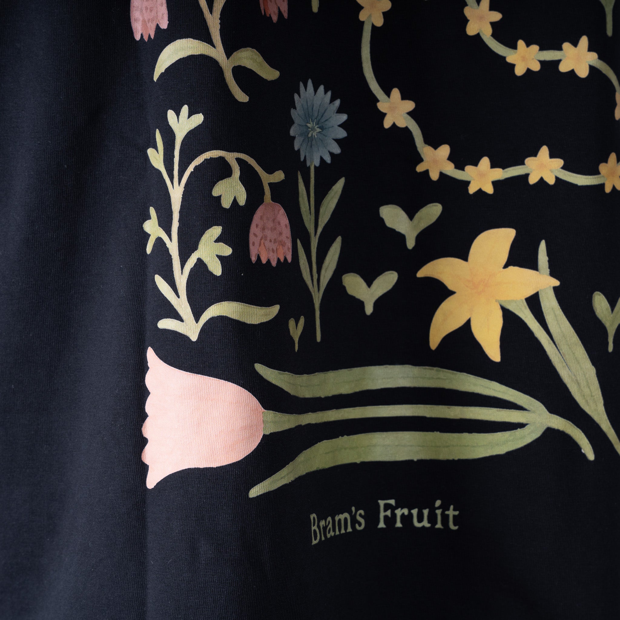 Bram's Fruit T-Shirt Backprint Zwart | Botanical Tee