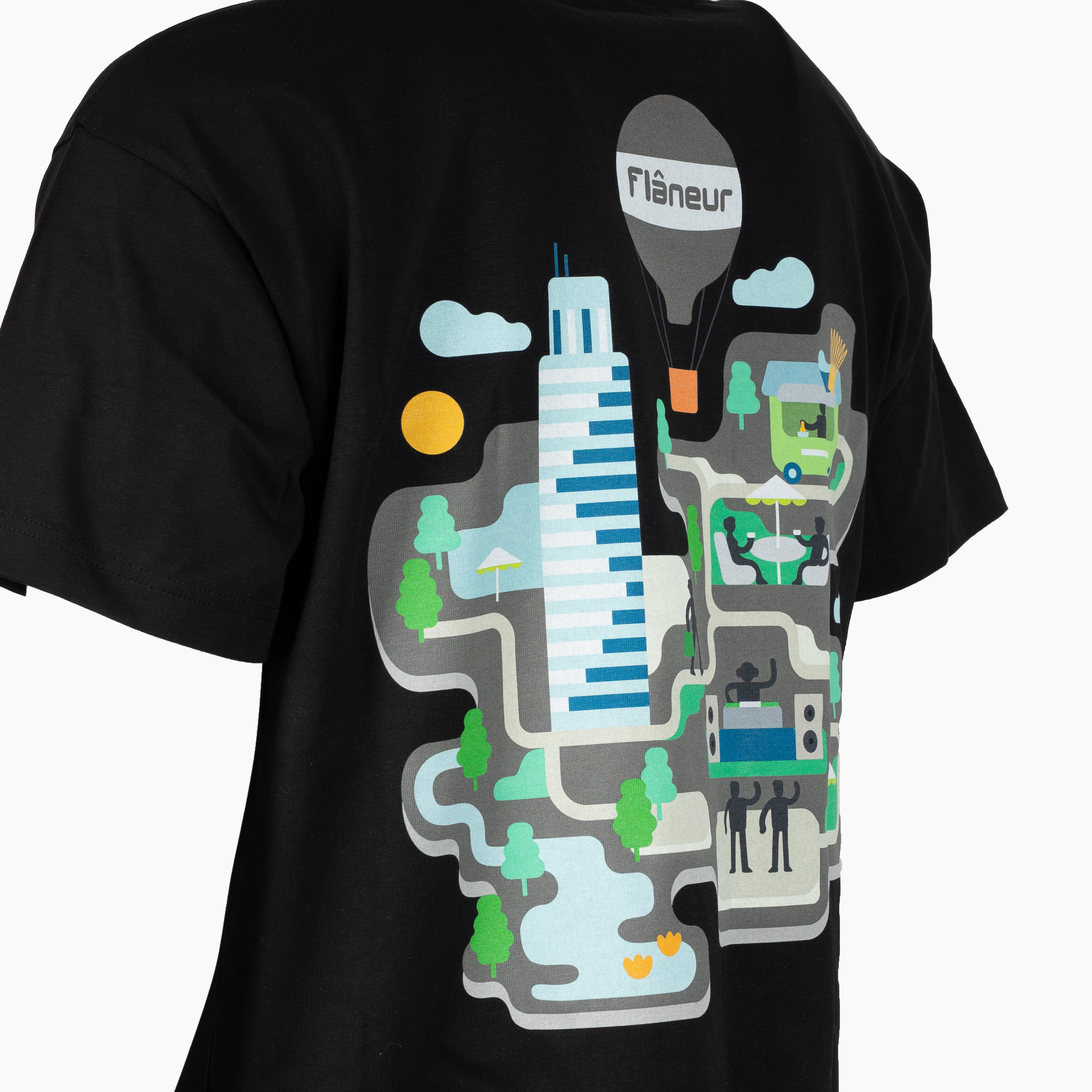 Flaneur T-Shirt Backprint Zwart | Festival Map