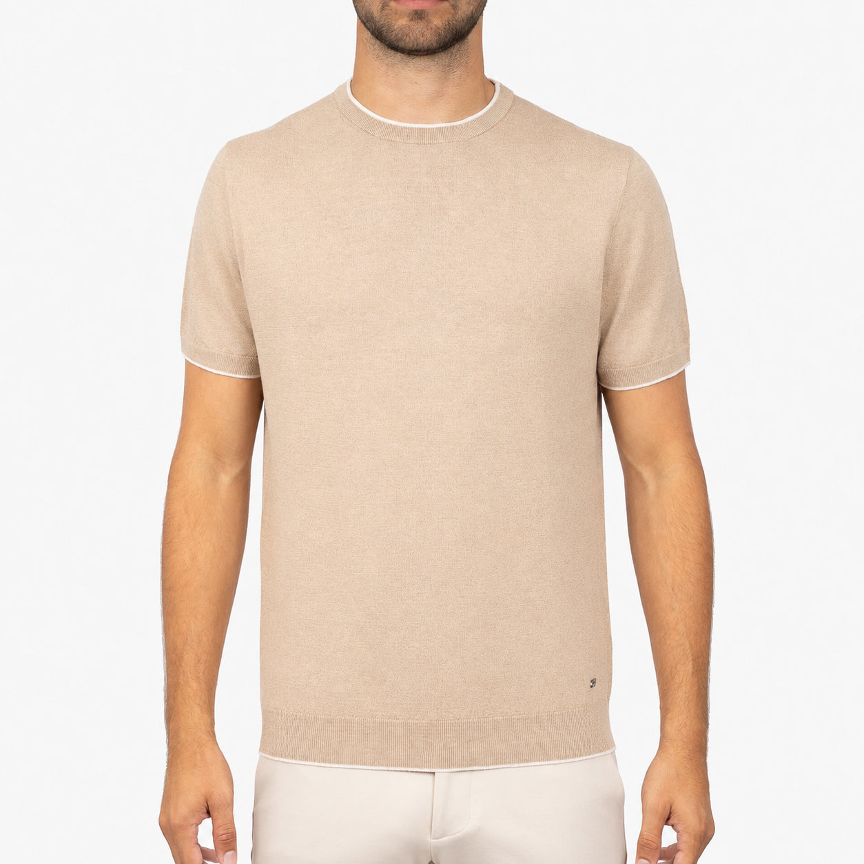 SEVEN DIALS Gebreid T-Shirt Zand | Bennet