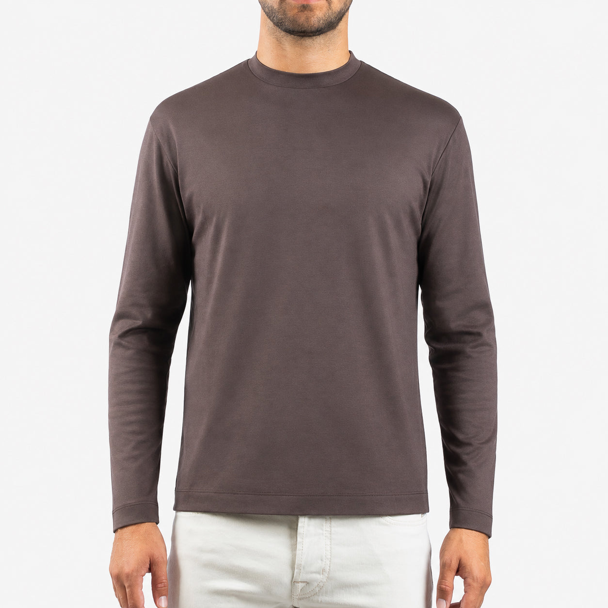 Valenza Longsleeve T-Shirt Bruin | Interlock Supima T-Shirt L/S