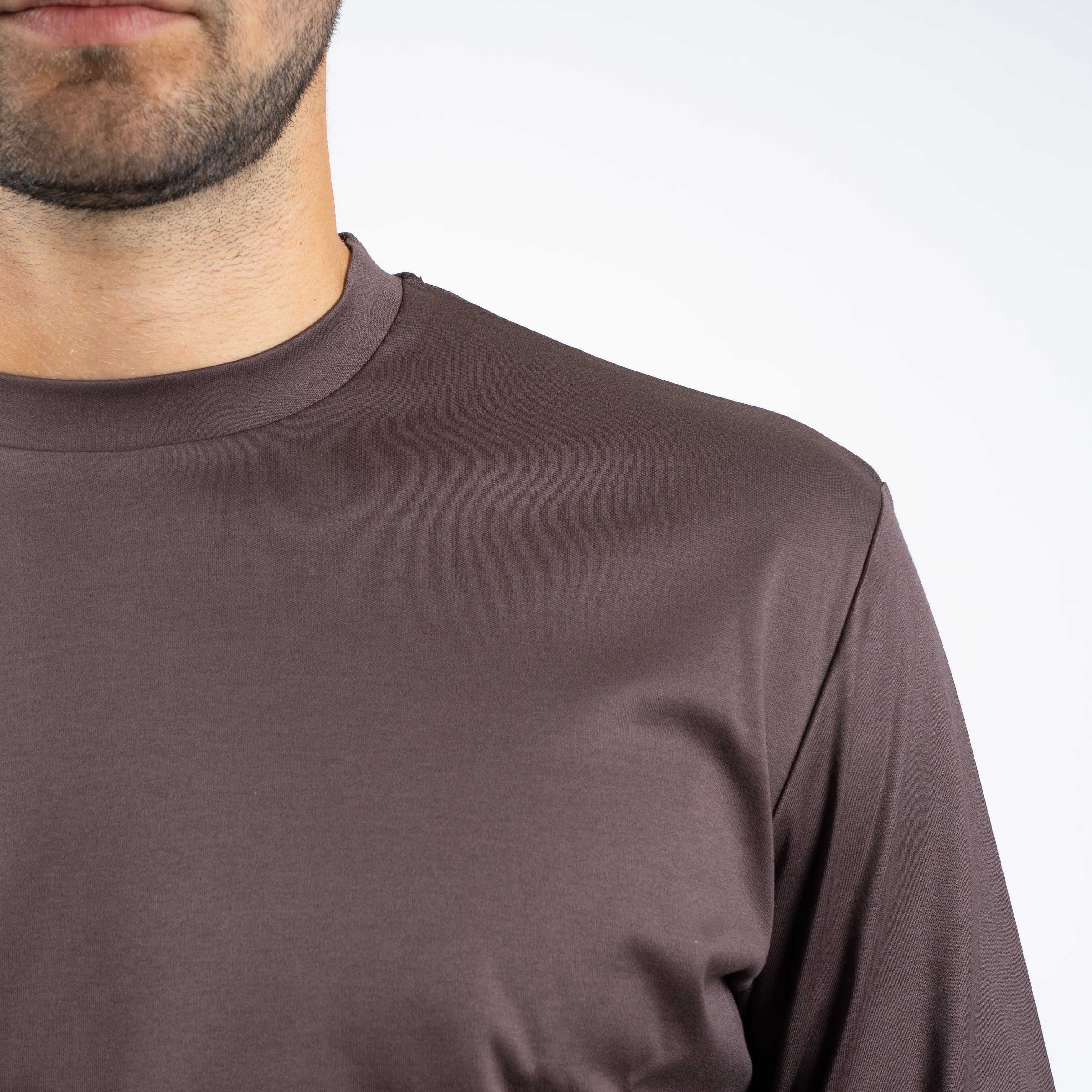 Valenza Longsleeve T-Shirt Bruin | Interlock Supima T-Shirt L/S