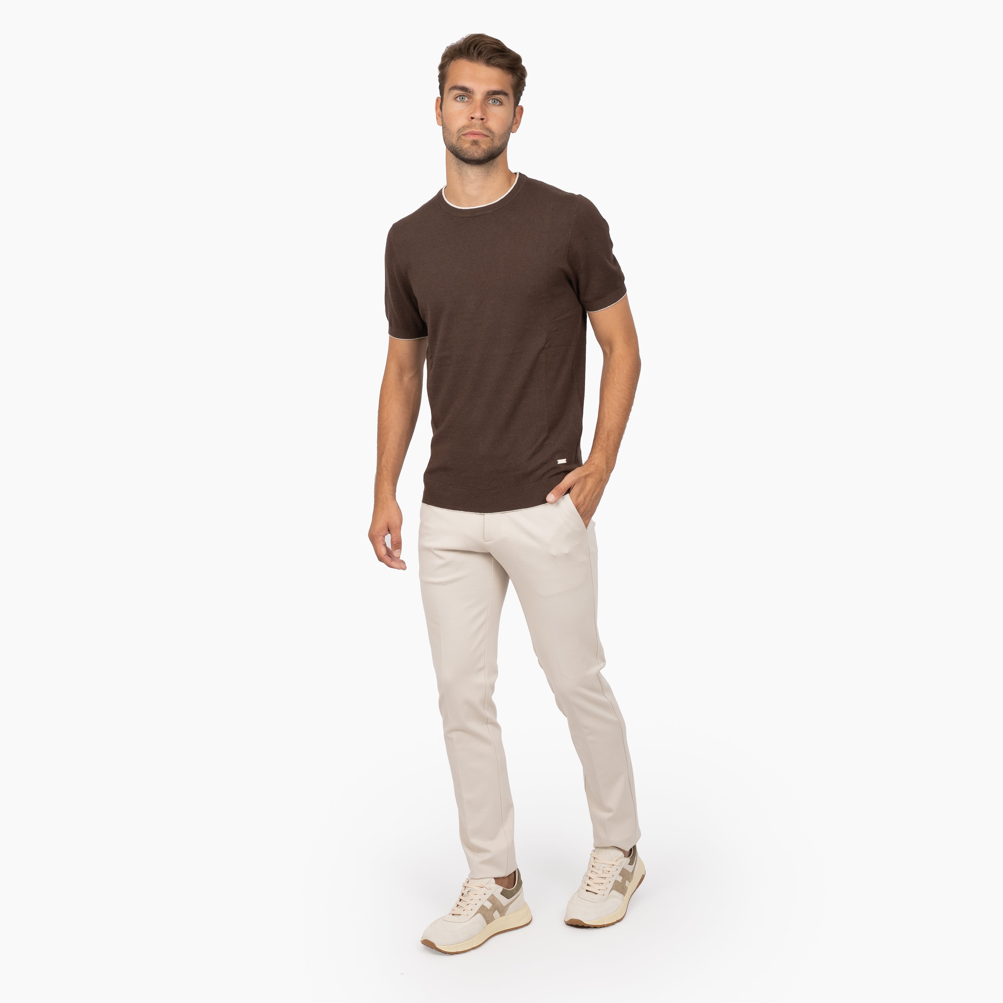 SEVEN DIALS Gebreid T-Shirt Bruin | Bennet
