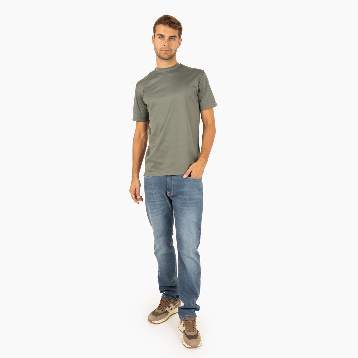 Valenza T-Shirt Olijfgroen | Interlock Supima Cotton