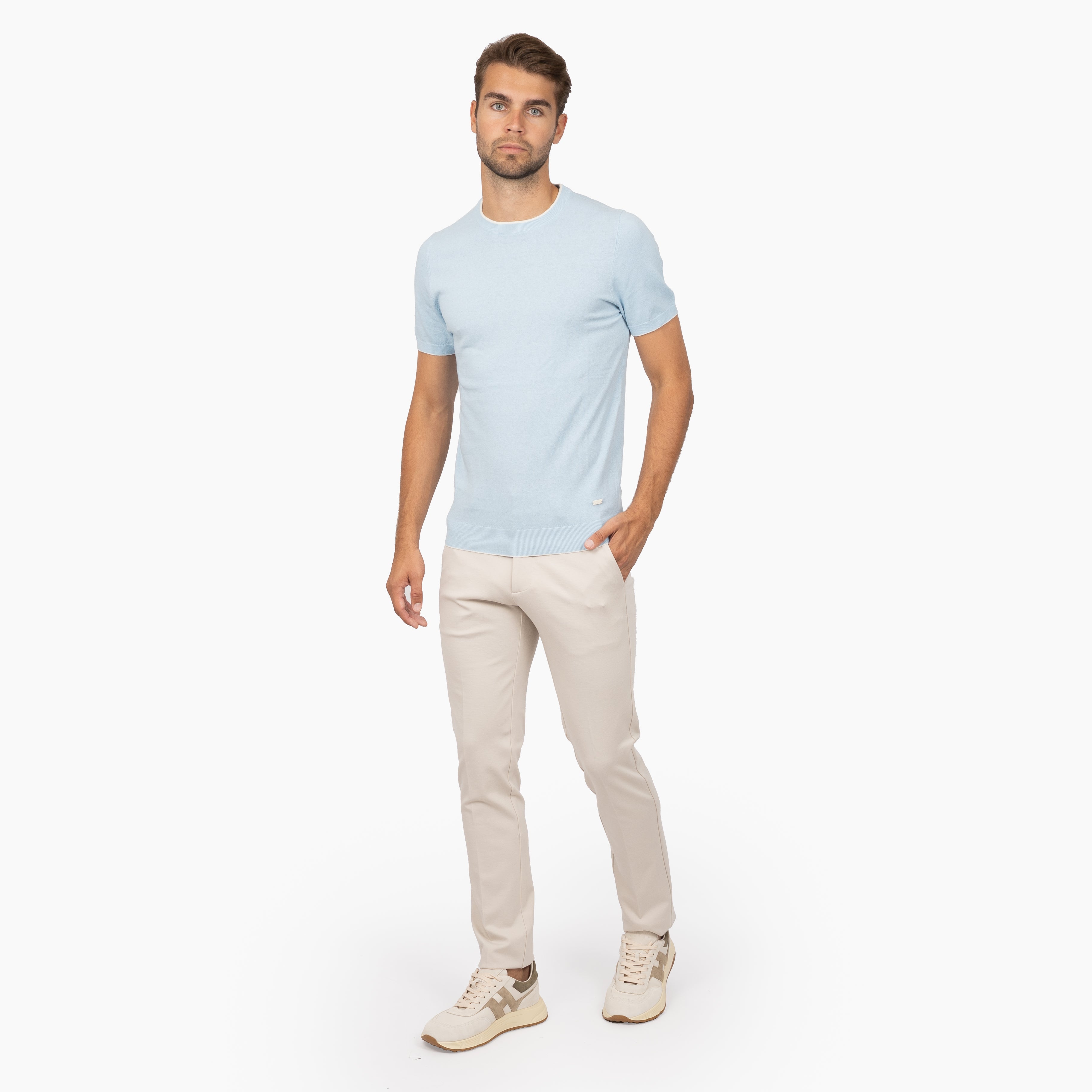 SEVEN DIALS Gebreid T-Shirt Lichtblauw | Bennet