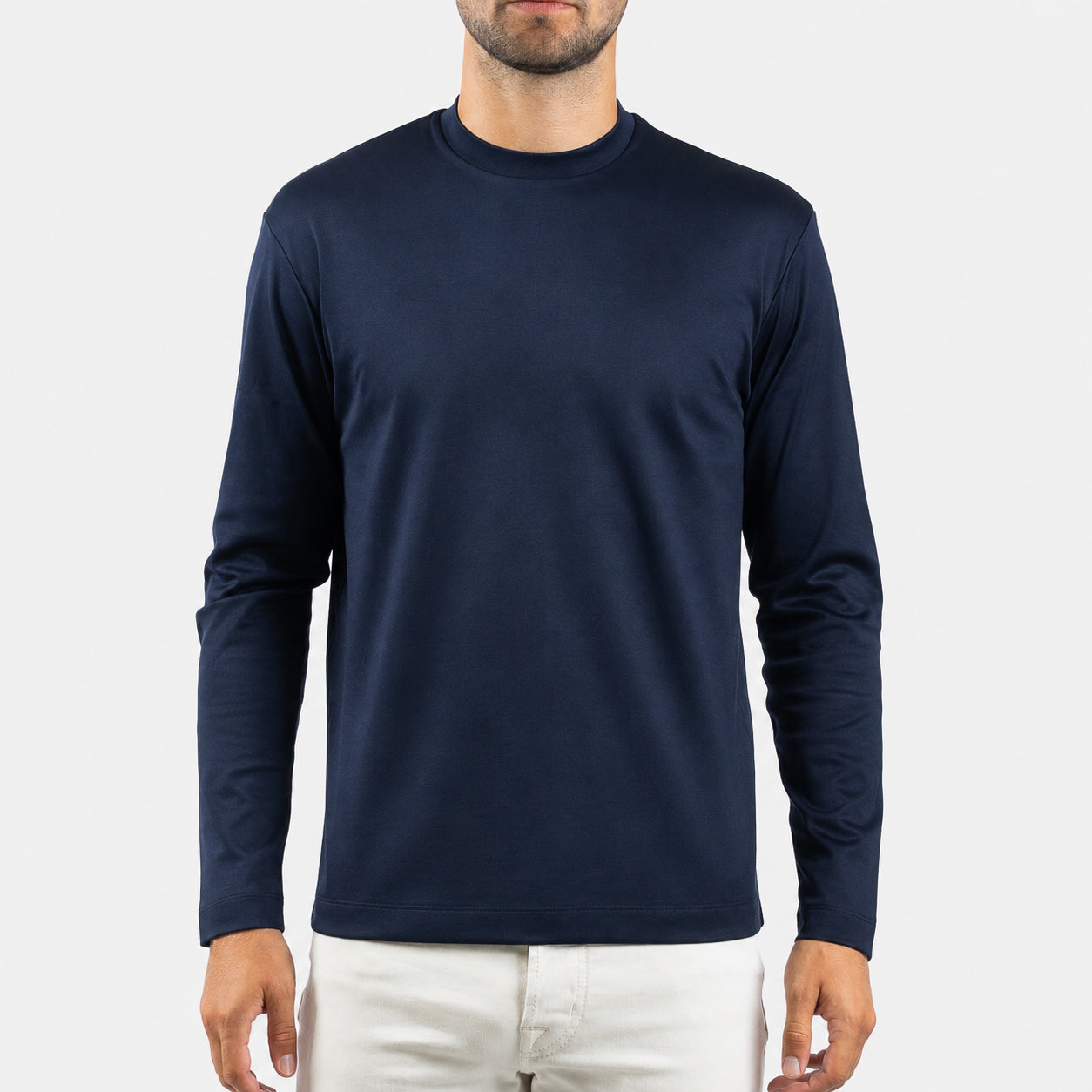 Valenza Longsleeve T-Shirt Blauw | Interlock Supima T-Shirt L/S