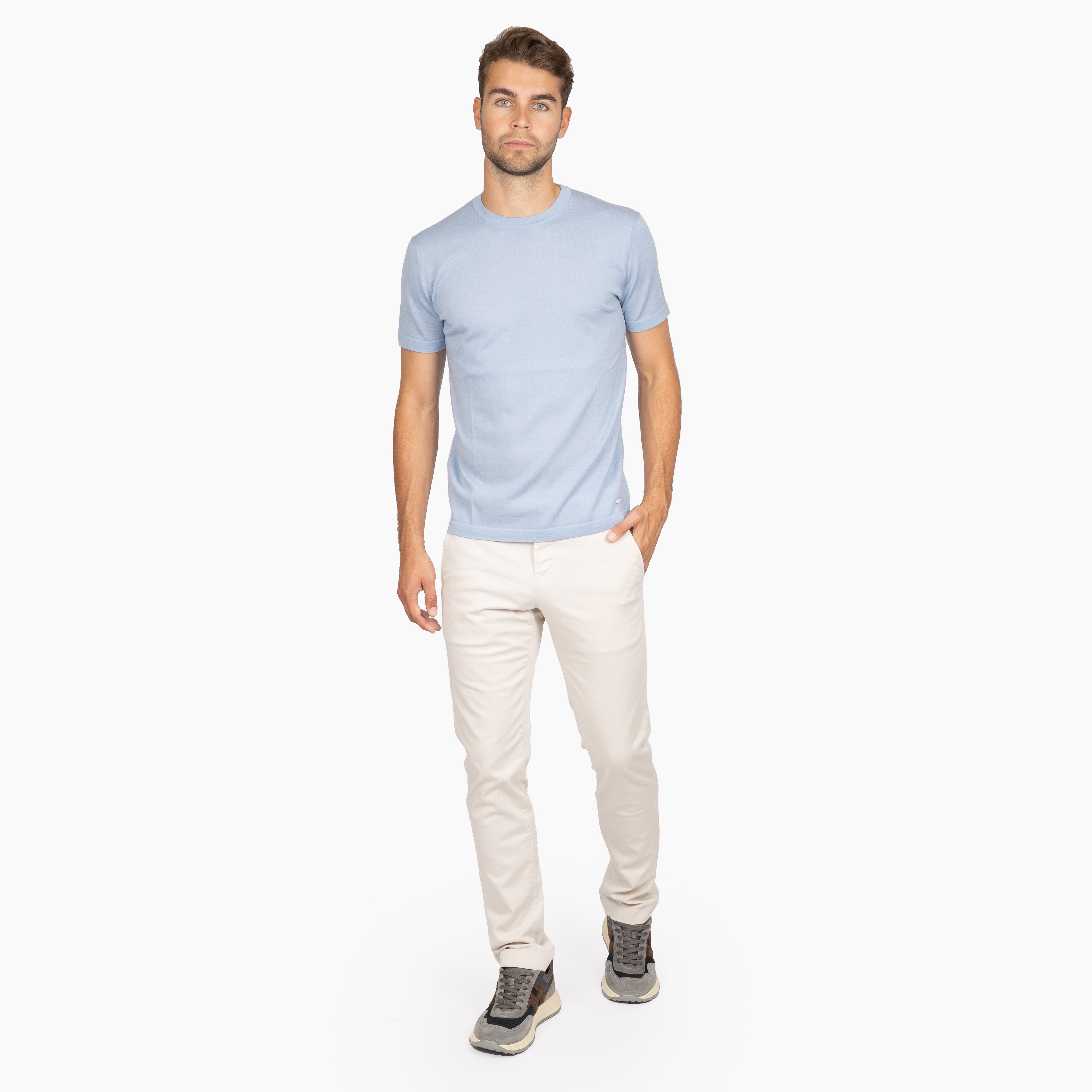 SEVEN DIALS Gebreid T-Shirt Lichtblauw | Bain