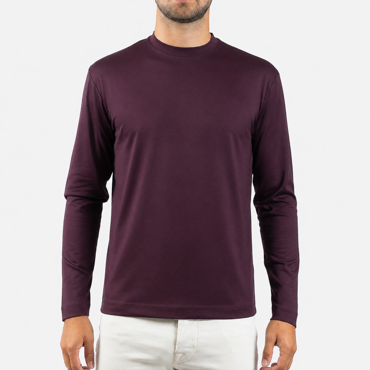 Valenza Longsleeve T-Shirt Bordeaux Rood | Interlock Supima T-Shirt L/S