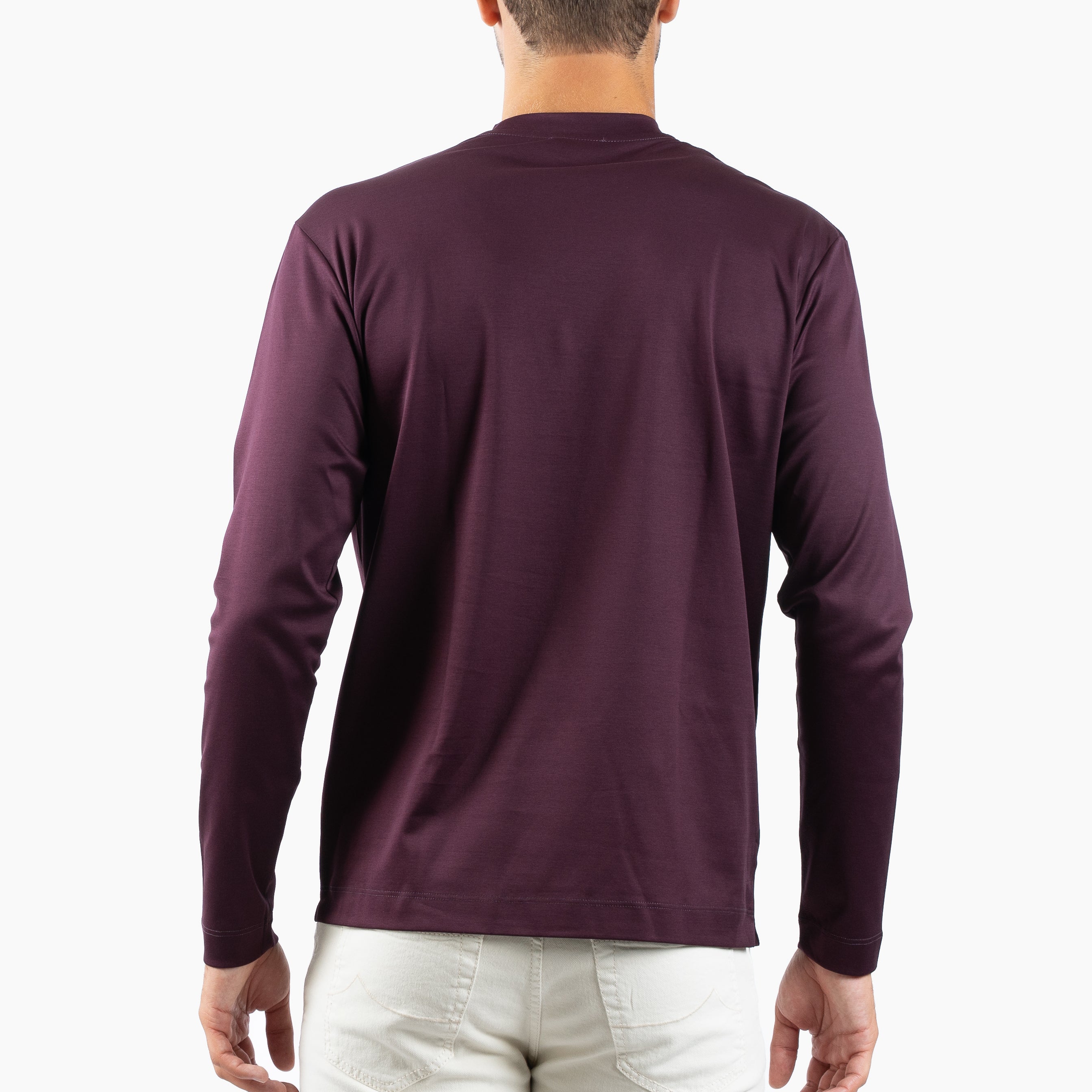 Valenza Longsleeve T-Shirt Bordeaux Rood | Interlock Supima T-Shirt L/S