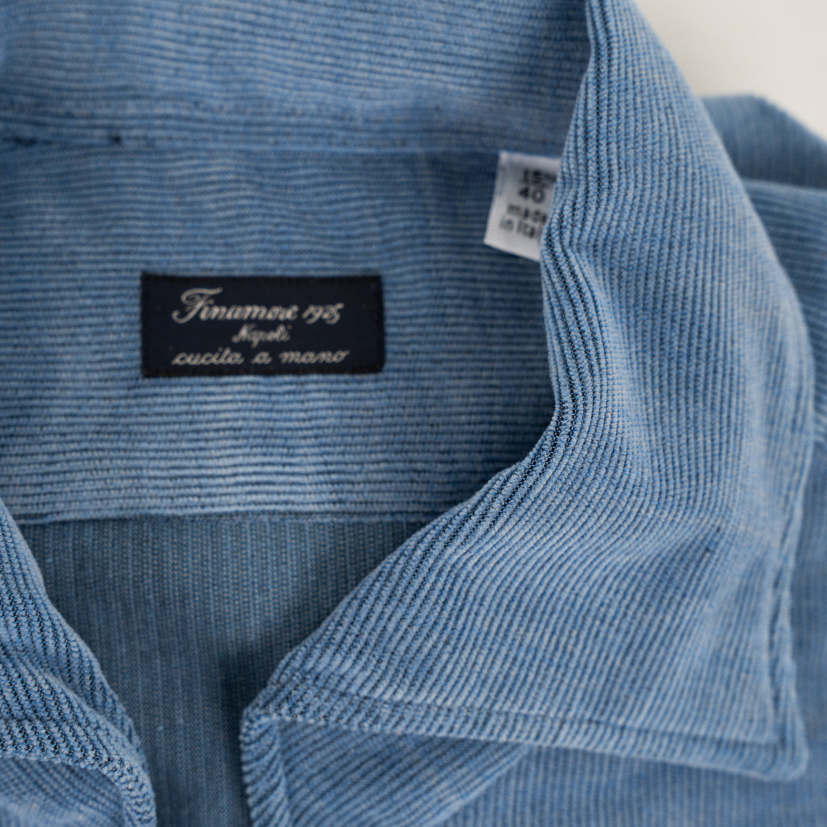 Finamore Corduroy Overhemd Middenblauw | Ustica