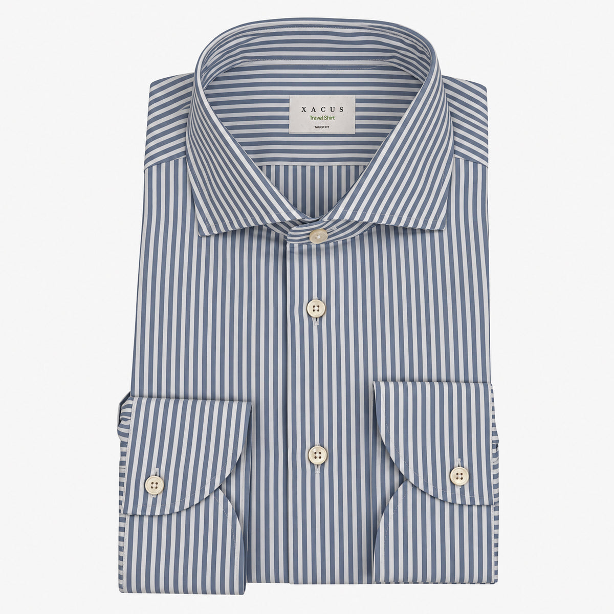 Xacus Overhemd Blauw Gestreept | Tailor Fit