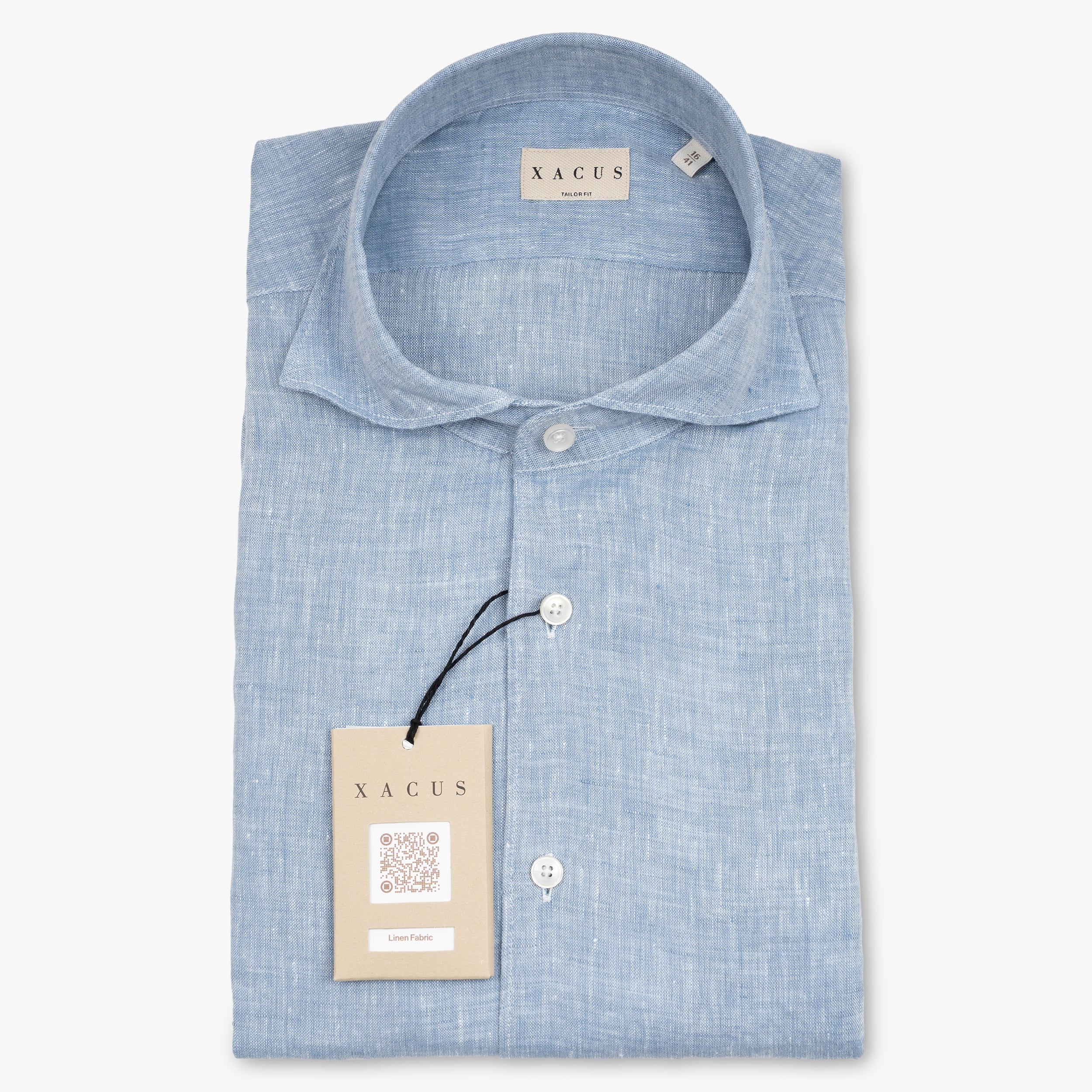 Xacus Linnen Overhemd Middenblauw