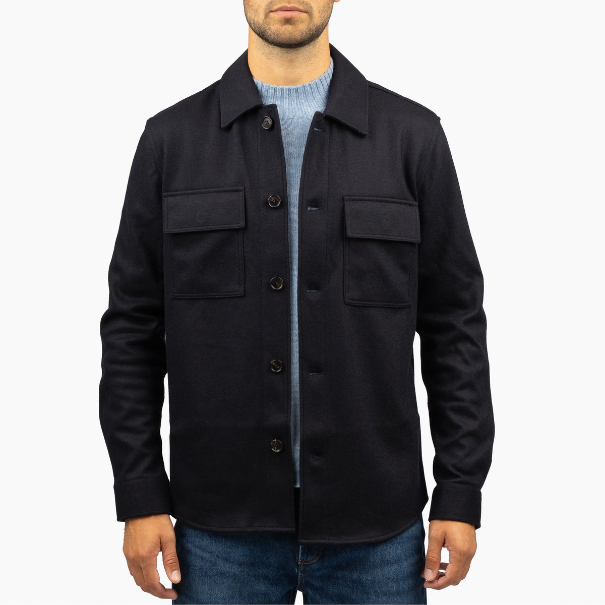 Profuomo Overshirt Blauw | Knitted