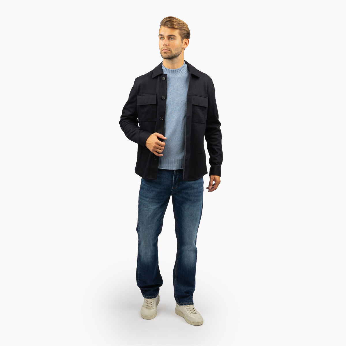 Profuomo Overshirt Blauw | Knitted