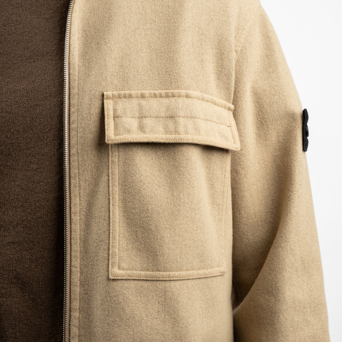 Stone Island Flannel Overshirt Beige | Wool Nylon Flannel-TC