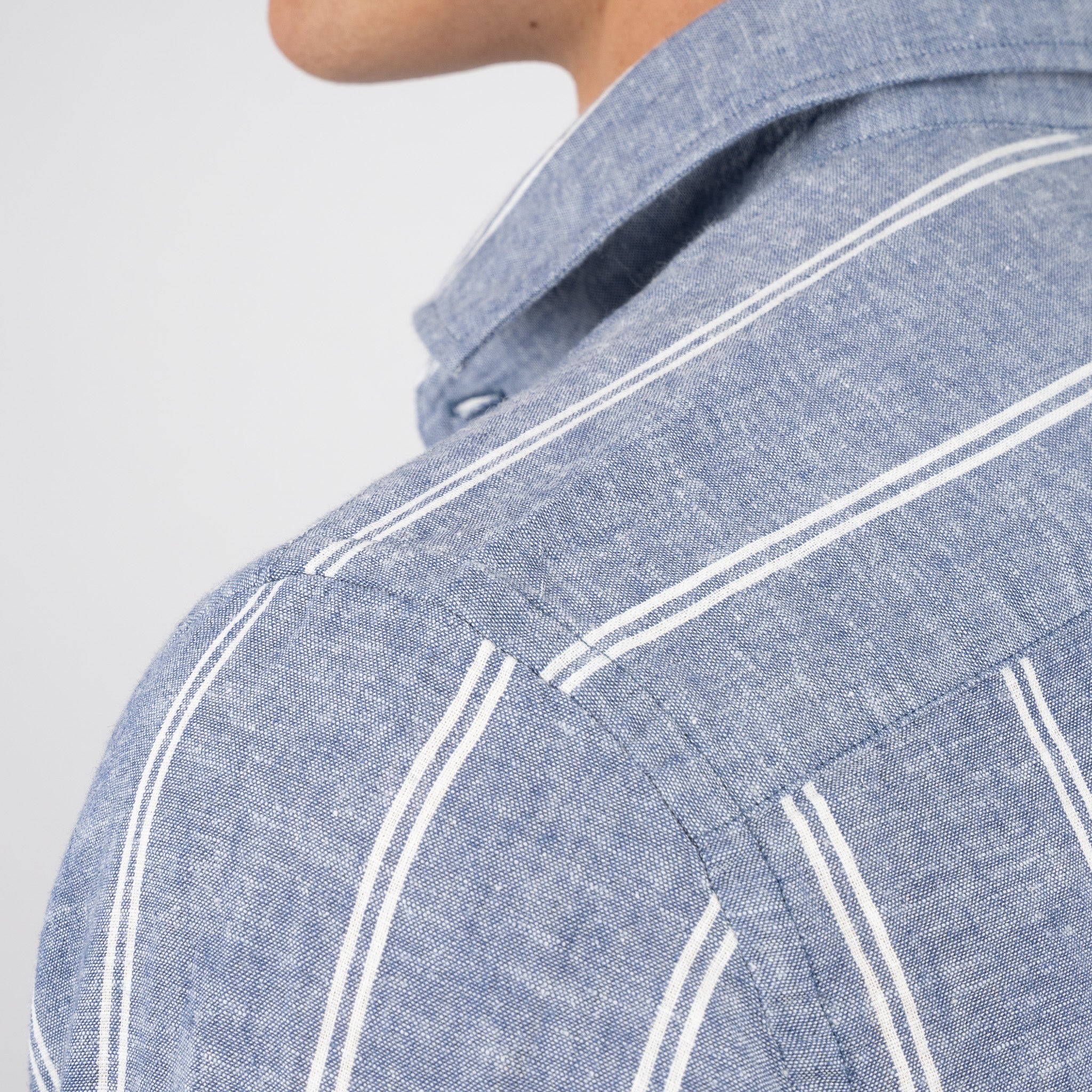 SEVEN DIALS Linnen Overhemd Blauw / Wit Gestreept | Jerred
