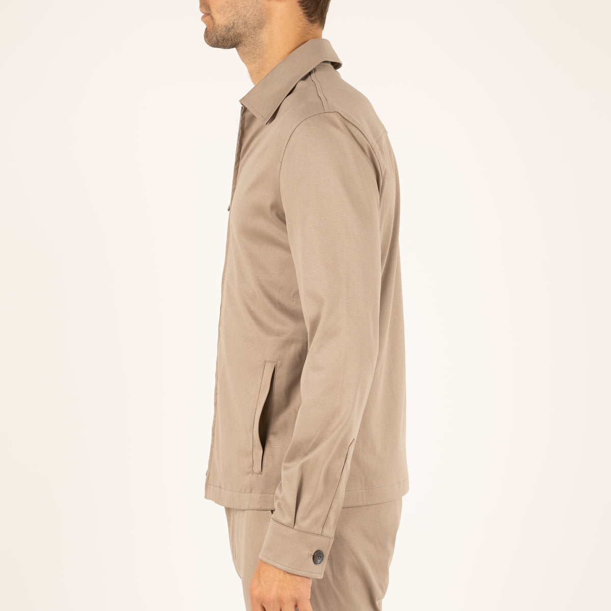 Valenza Overshirt met Rits Beige | Interlock Supima