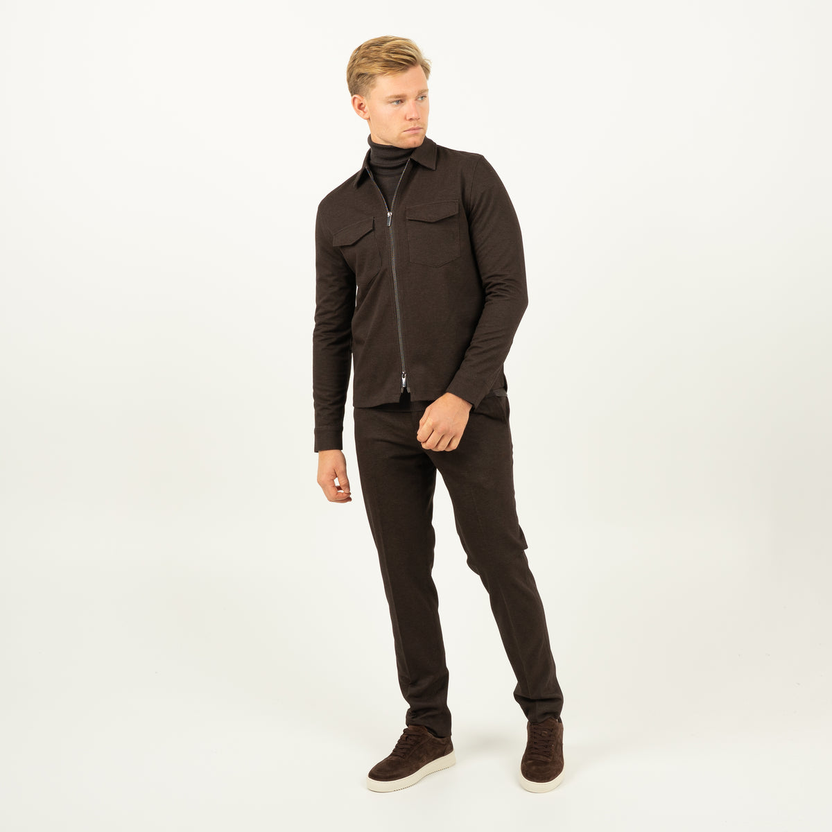 SEVEN DIALS Overshirt met Rits Bruin | Amman