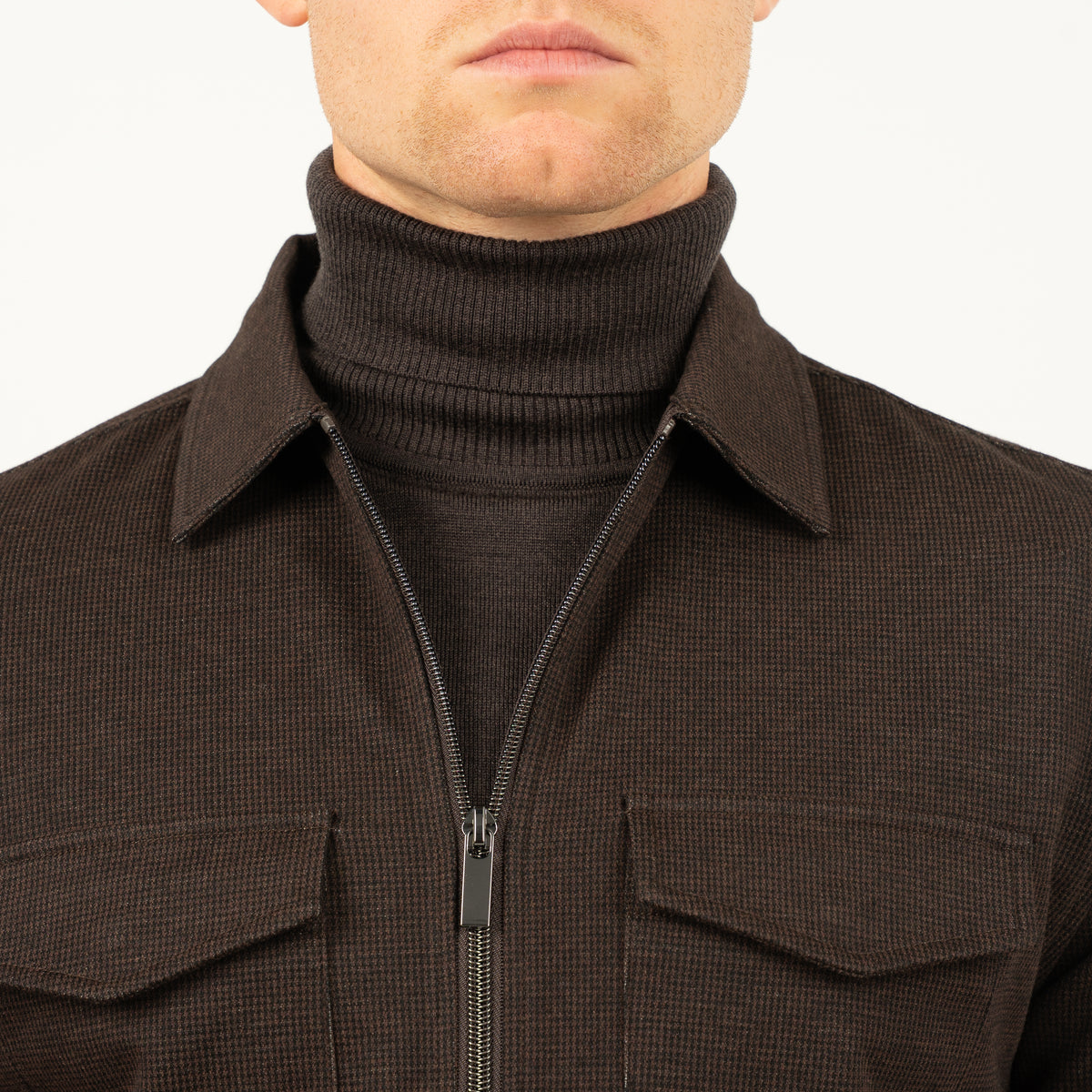 SEVEN DIALS Overshirt met Rits Bruin | Amman