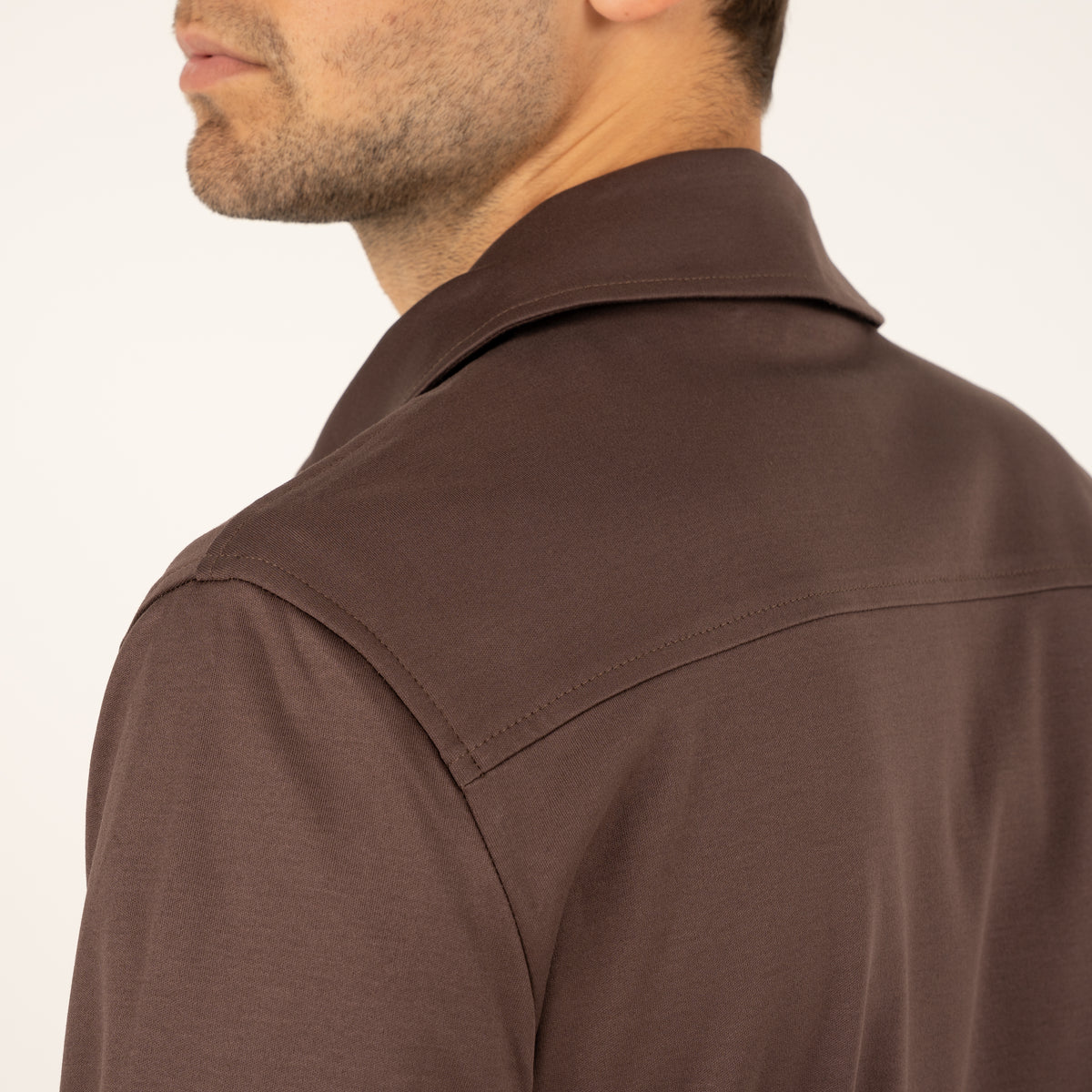 Valenza Overshirt met Rits Bruin | Interlock Supima