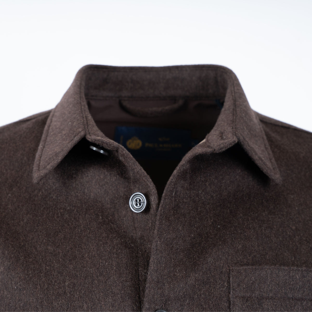 Paul & Shark Cashmere Overshirt Bruin | Loro Piana Green Storm System®