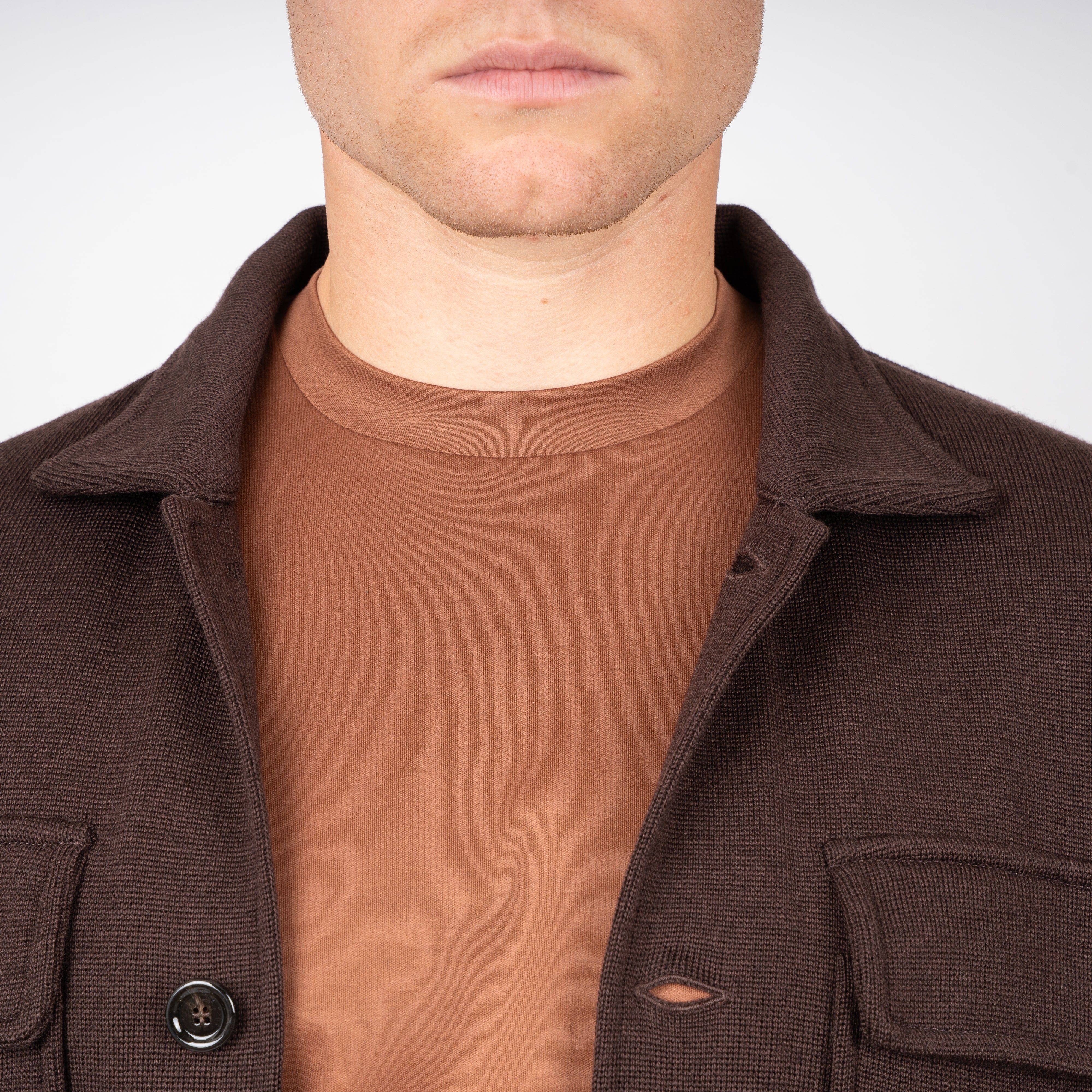 Lardini Gebreid Overshirt Bruin