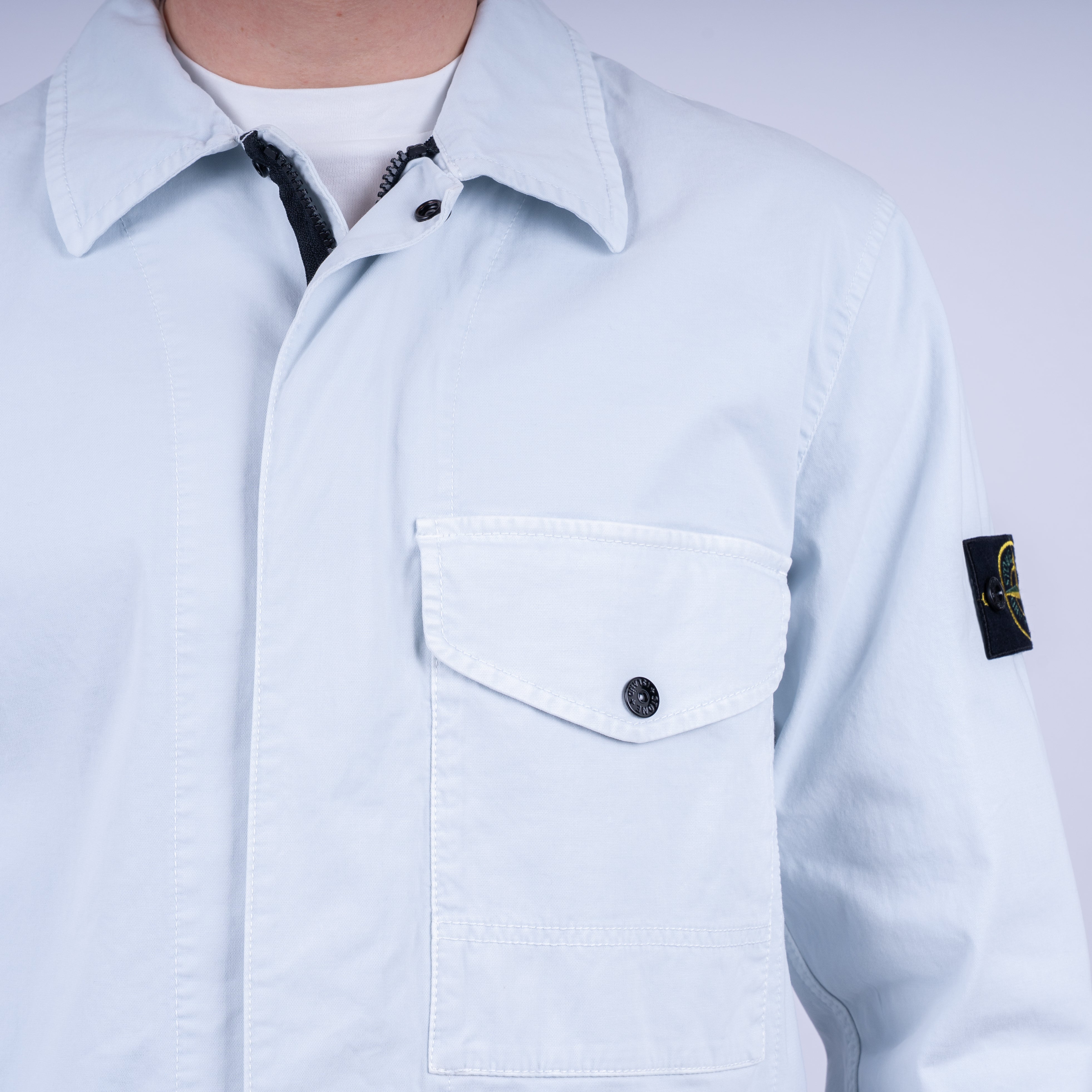 Stone Island Overshirt Lichtblauw | 'OLD' Effect