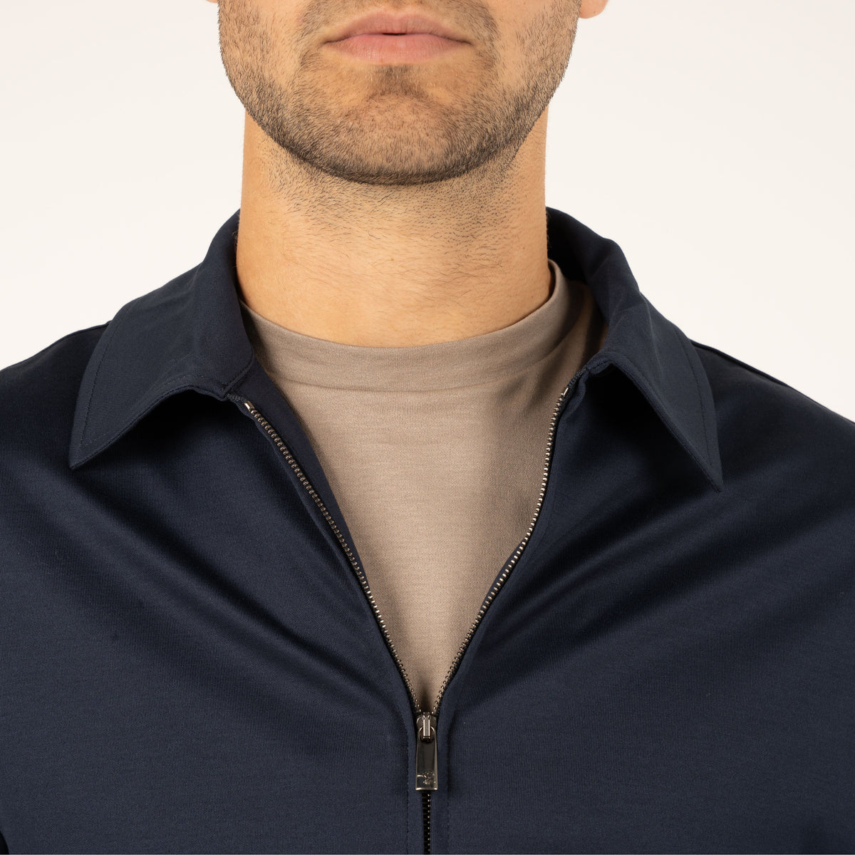 Valenza Overshirt met Rits Blauw | Interlock Supima