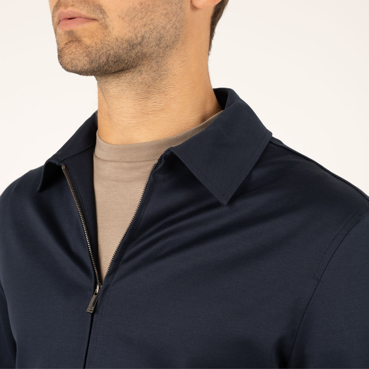 Valenza Overshirt met Rits Blauw | Interlock Supima