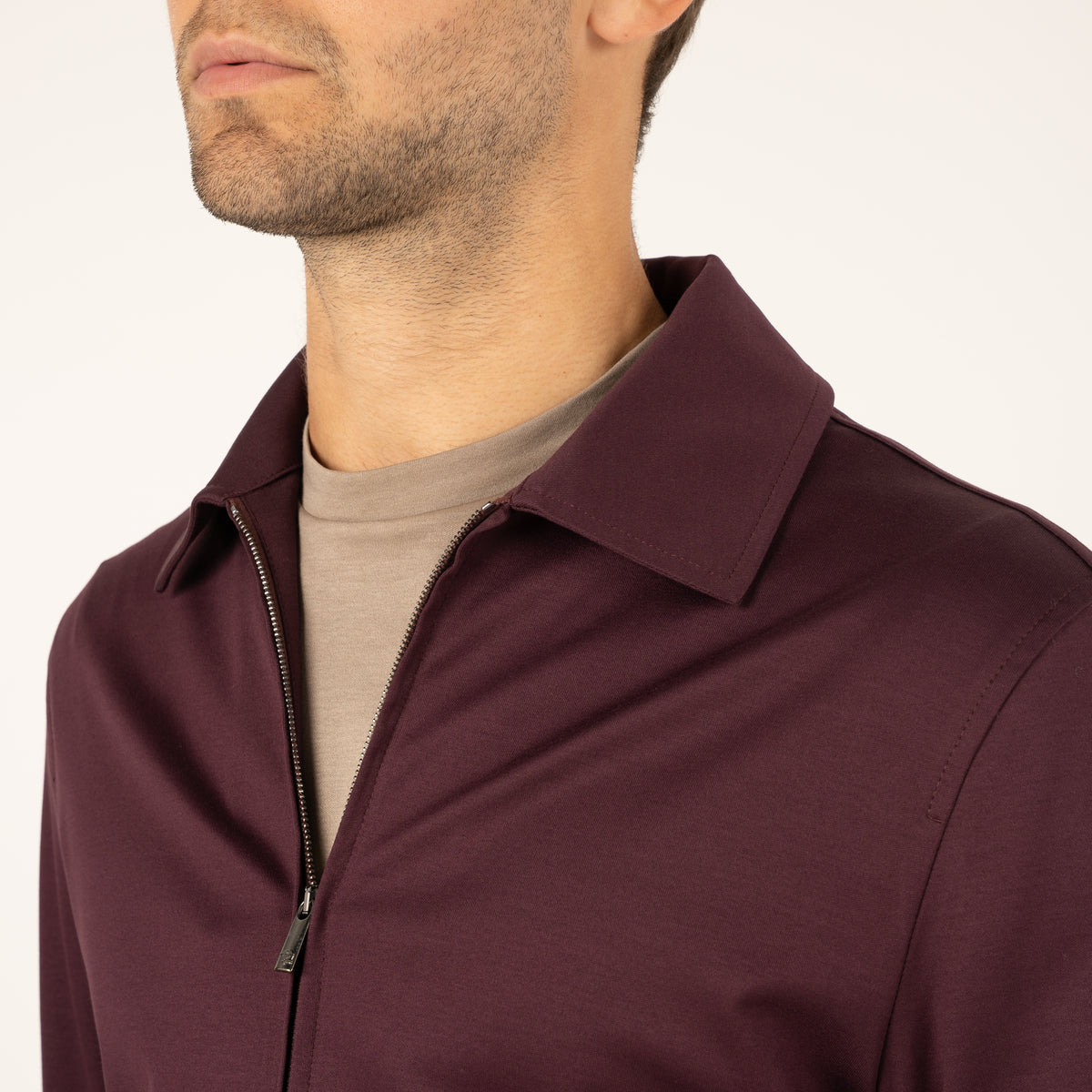 Valenza Overshirt met Rits Bordeaux Rood | Interlock Supima