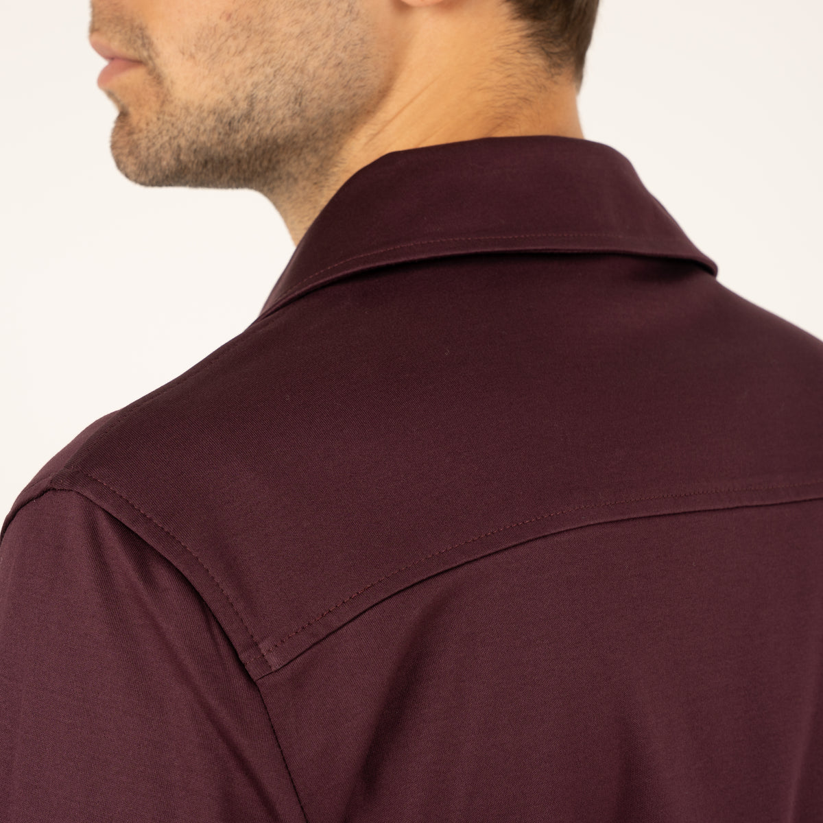 Valenza Overshirt met Rits Bordeaux Rood | Interlock Supima