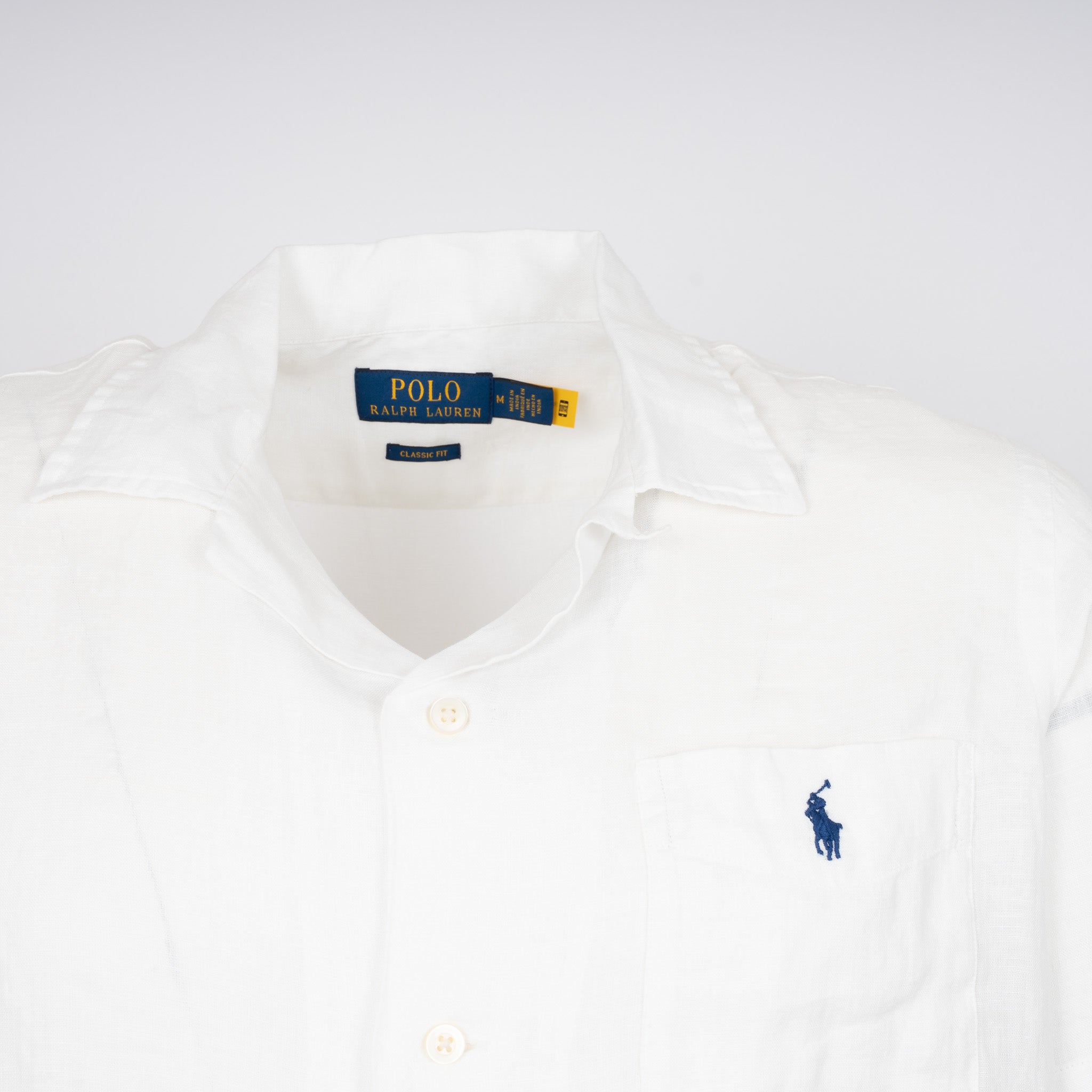 Ralph Lauren Overhemd Linnen Korte Mouw Wit | Classic Fit
