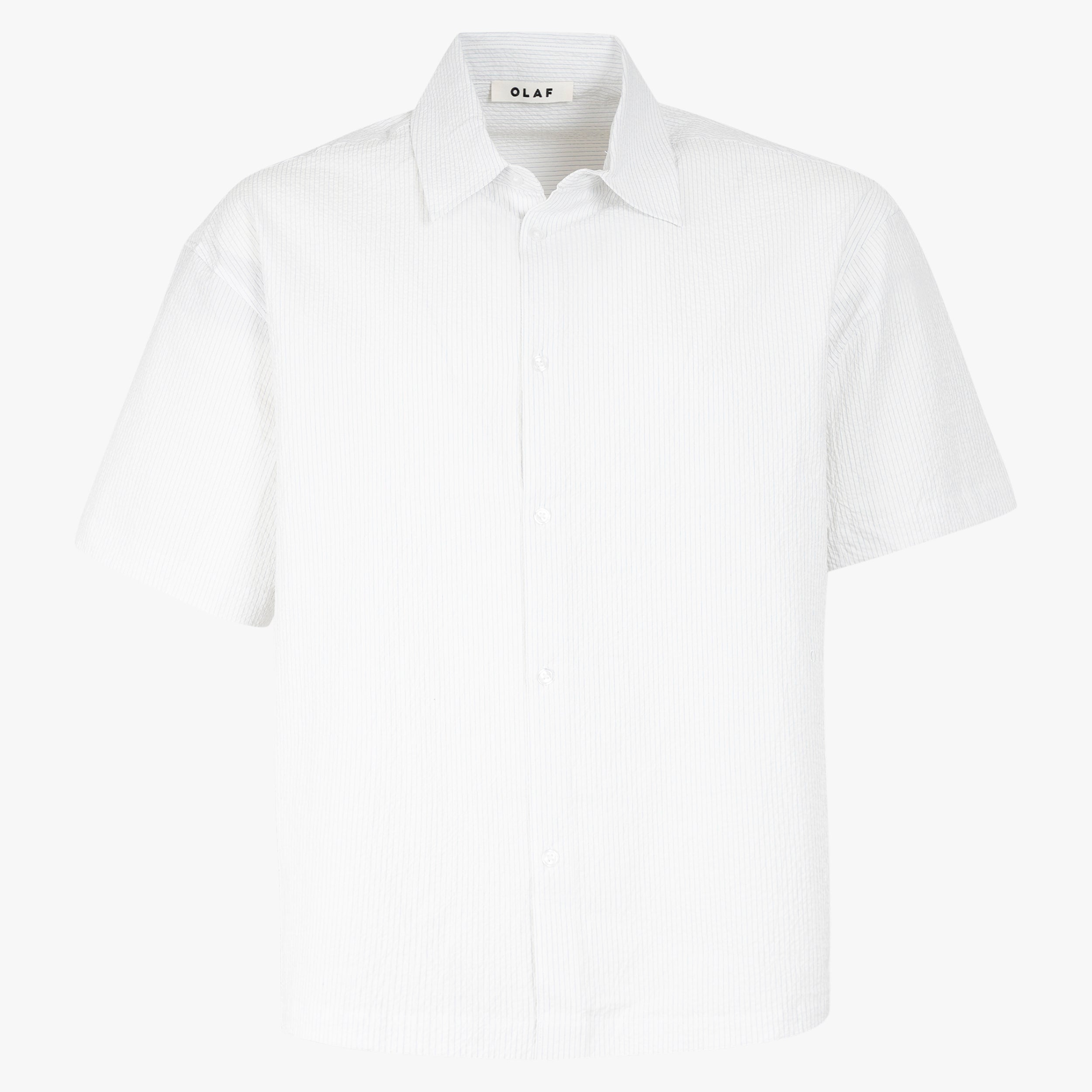 Olaf Overhemd Korte Mouw Witte Streep | Stripe Boxy SS Shirt