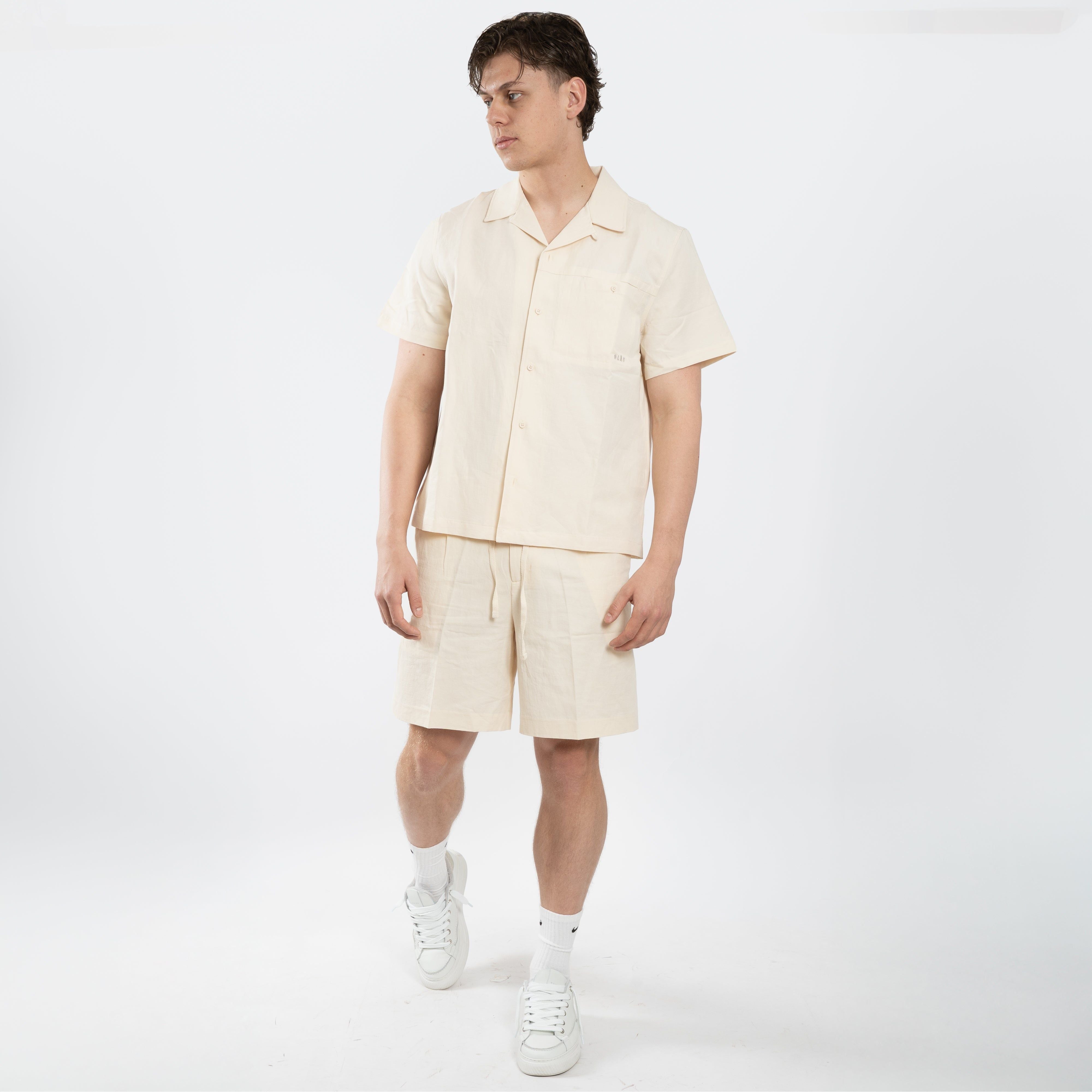 Olaf Korte Mouwen Overhemd Off-White | Sun Linen Shirt