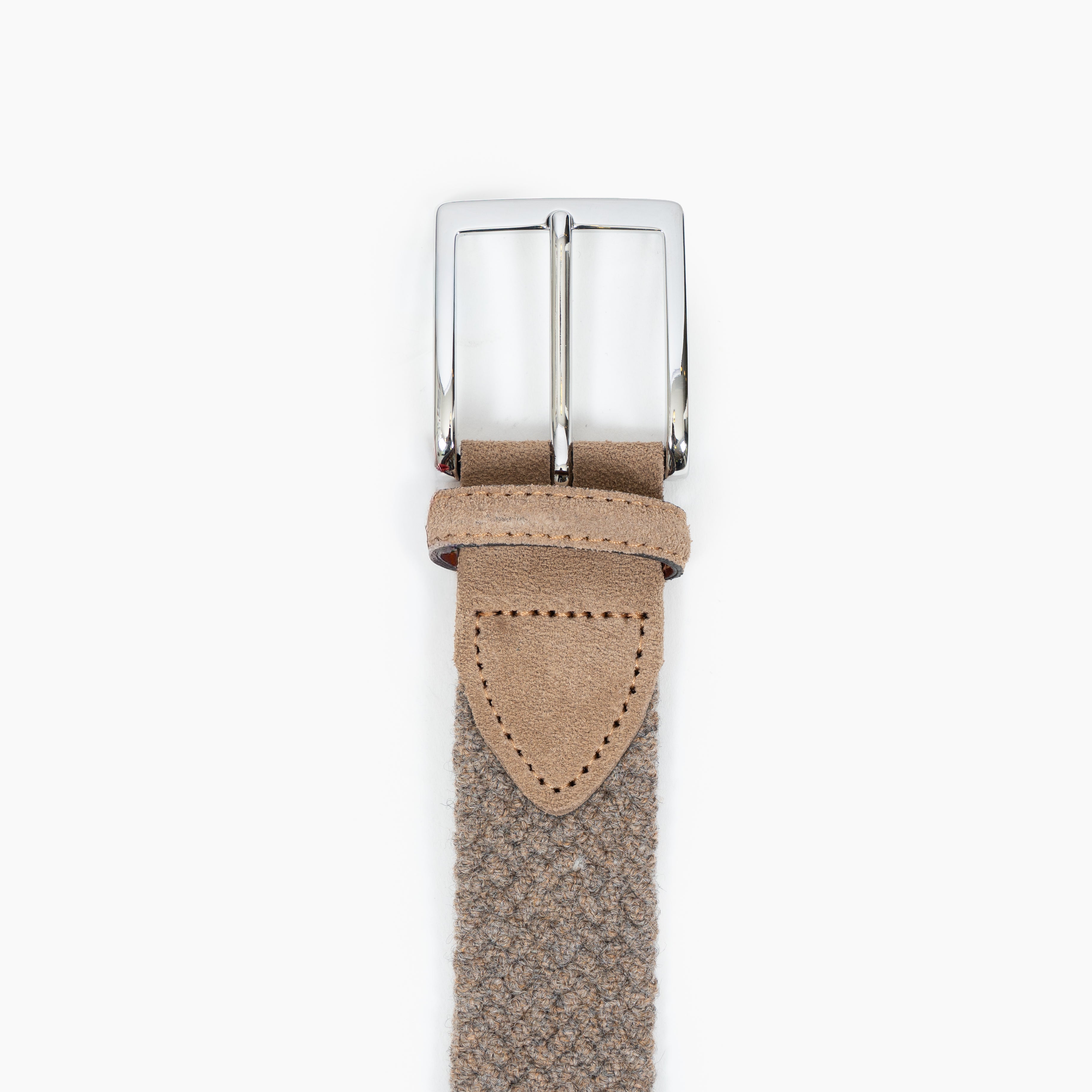 Athison Gevlochten Riem Beige | Wool Elastic Belt
