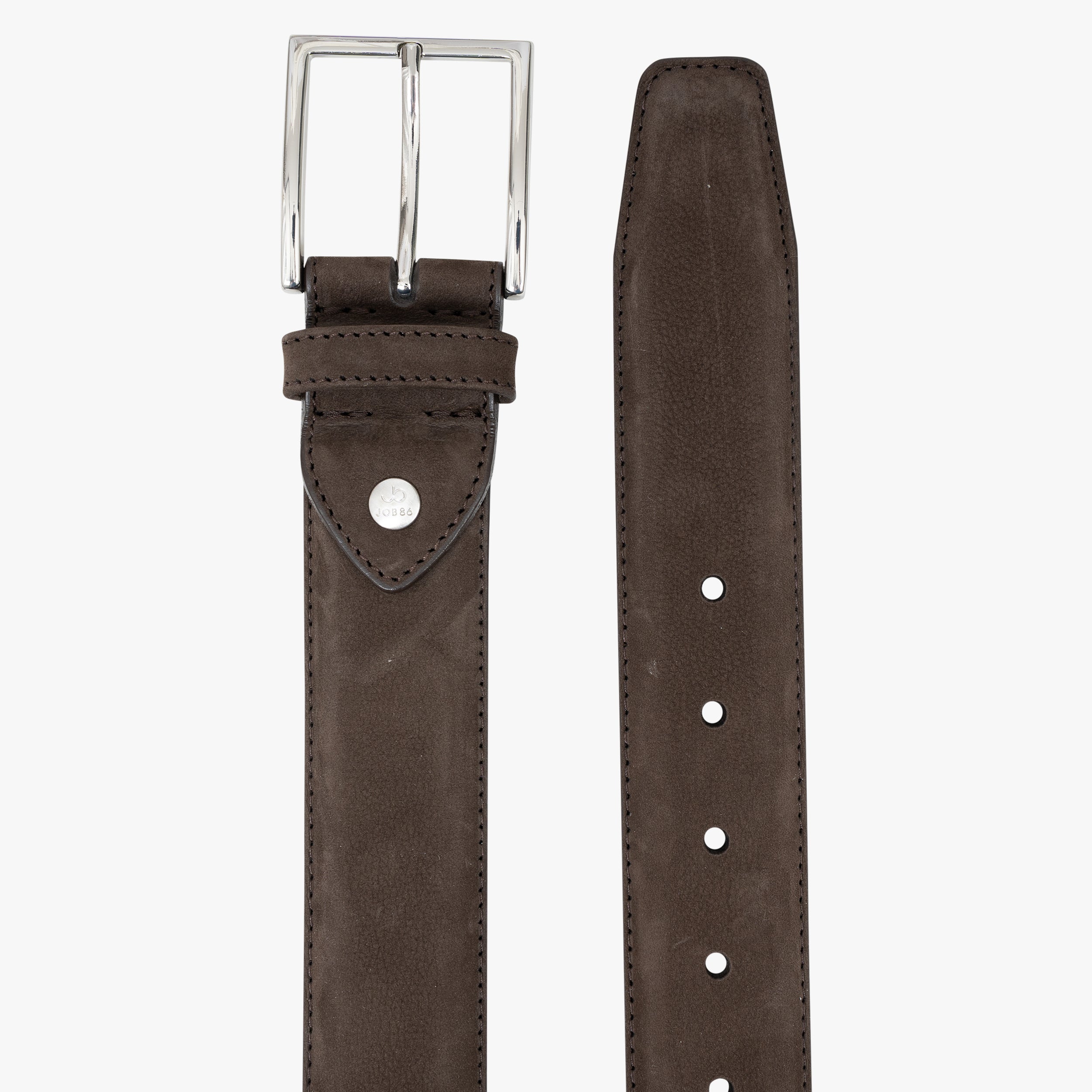 JOB86 Leren Riem Donkerbruin | Nubuck