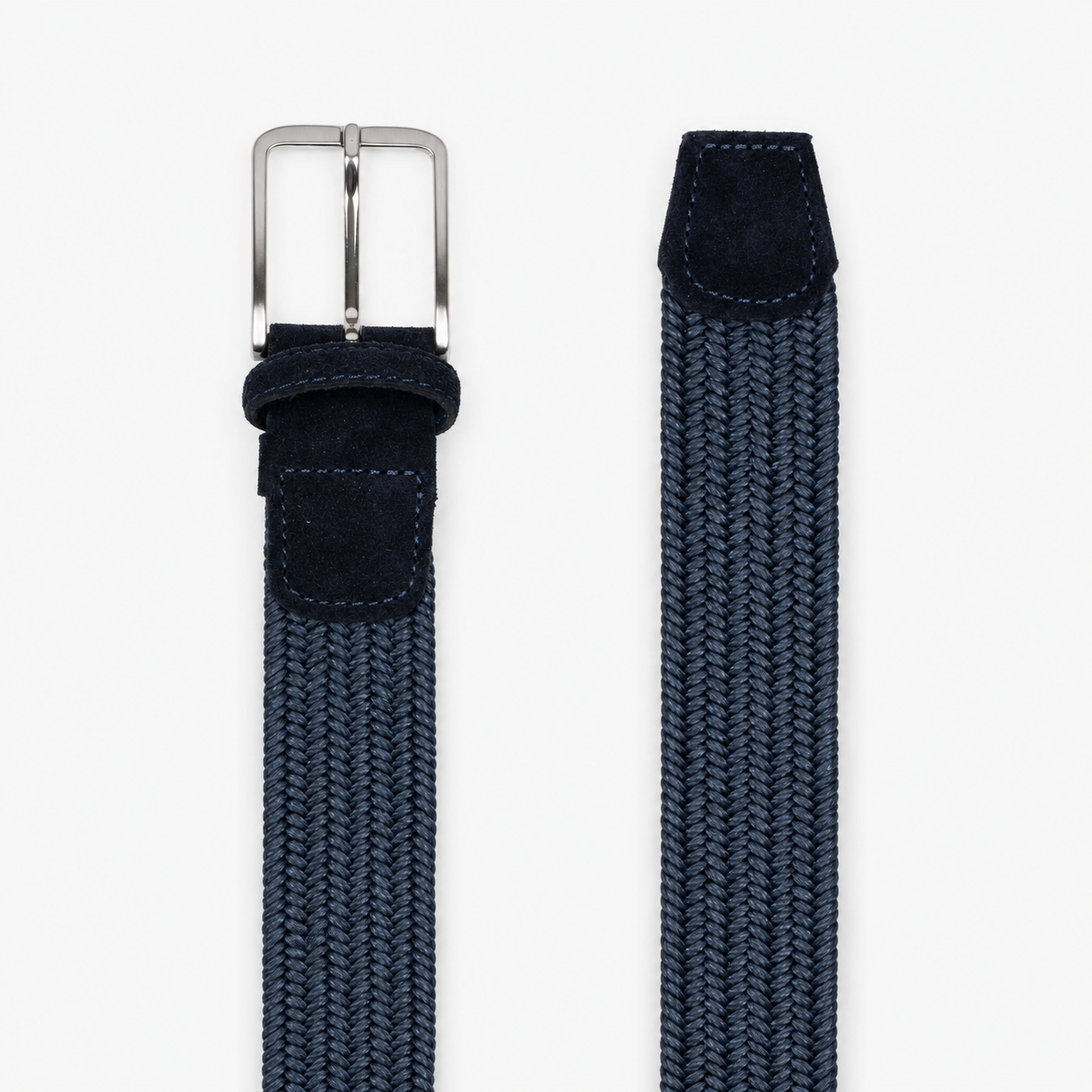 Athison Gevlochten Riem Blauw | Linnen Stretch