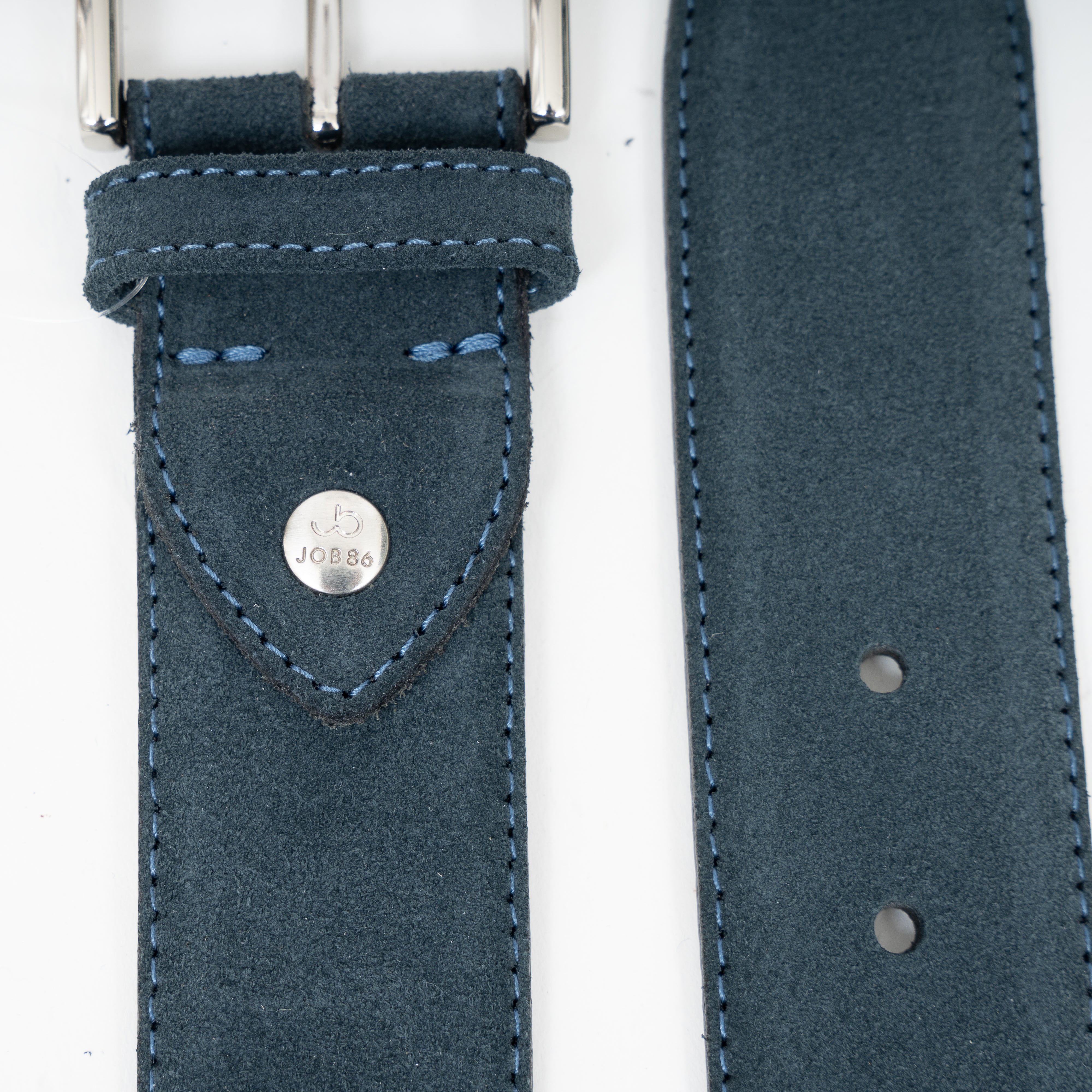 JOB86 Leren Riem Jeansblauw | Suède