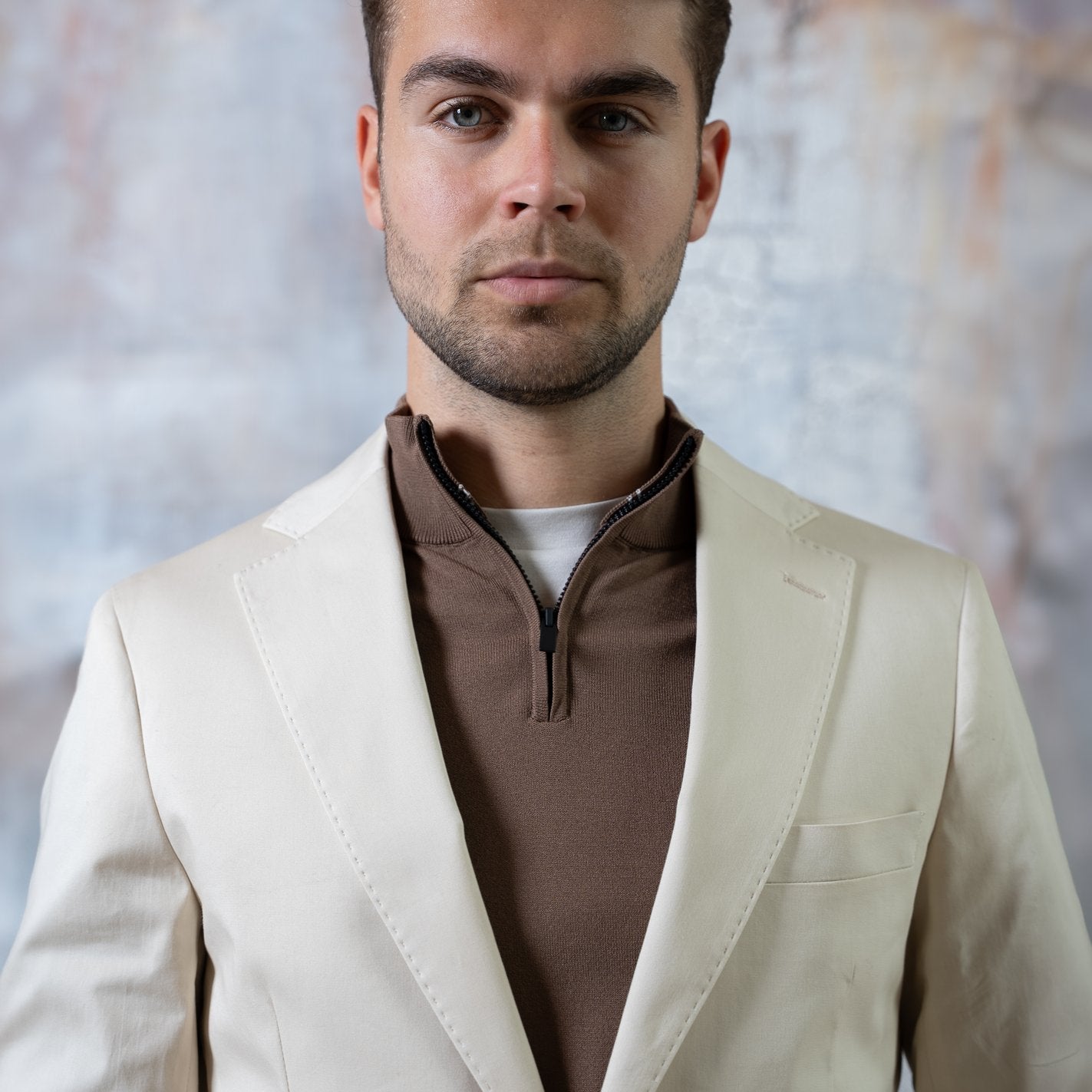 Crème Seven Dials colbert over bruine half-zip