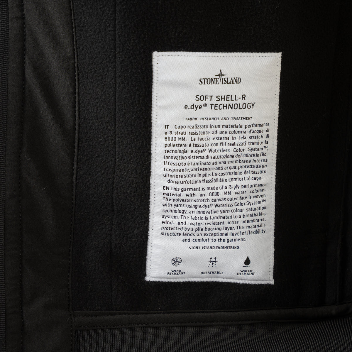 Stone Island Soft Shell Jack Zwart | SHELL-R_E.DYE® TECHNOLOGY