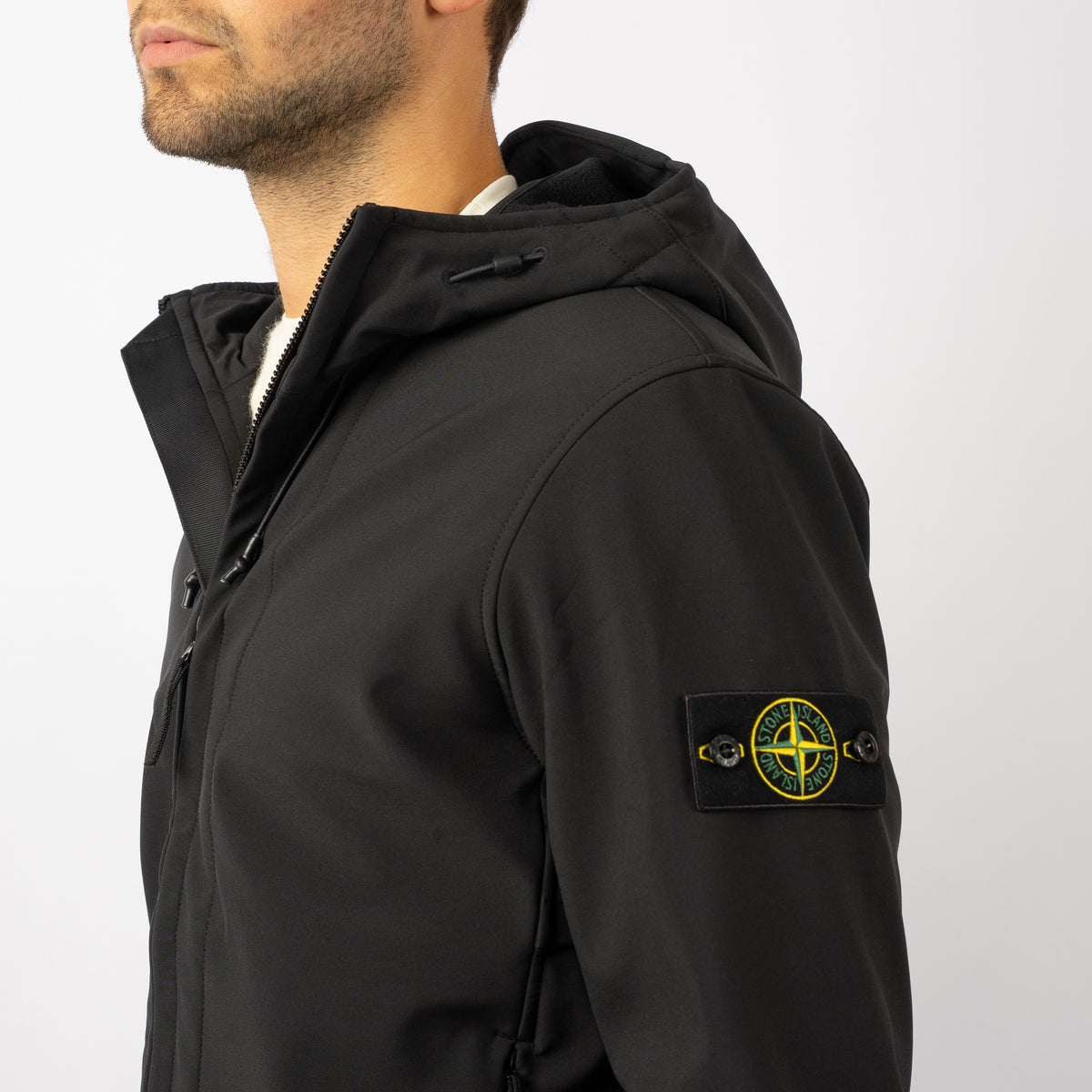 Stone Island Soft Shell Jack Zwart | SHELL-R_E.DYE® TECHNOLOGY