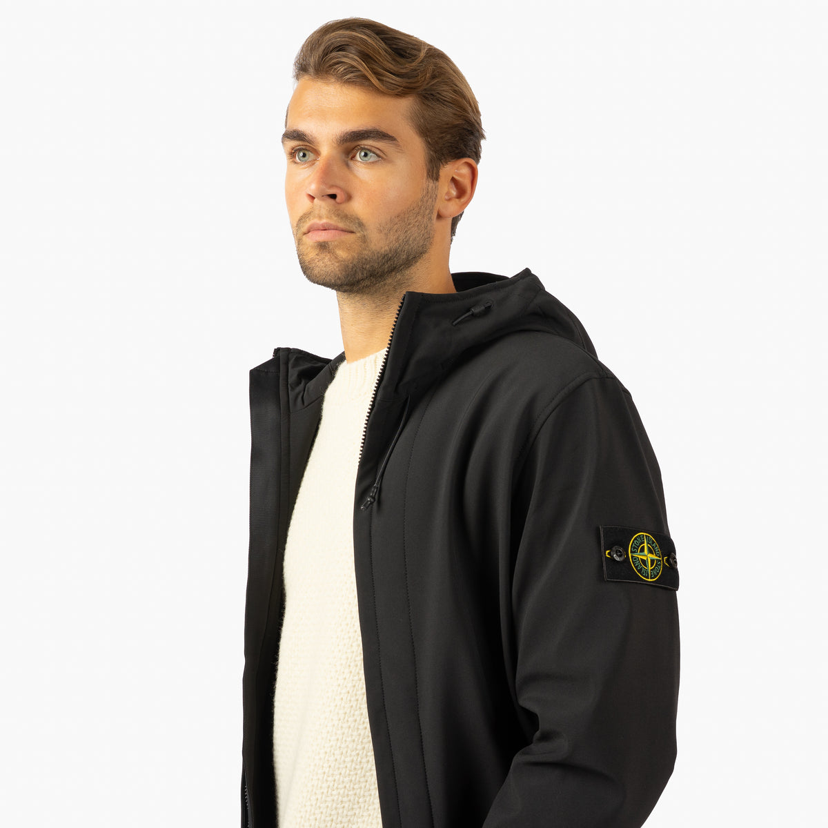Stone Island Soft Shell Jack Zwart | SHELL-R_E.DYE® TECHNOLOGY